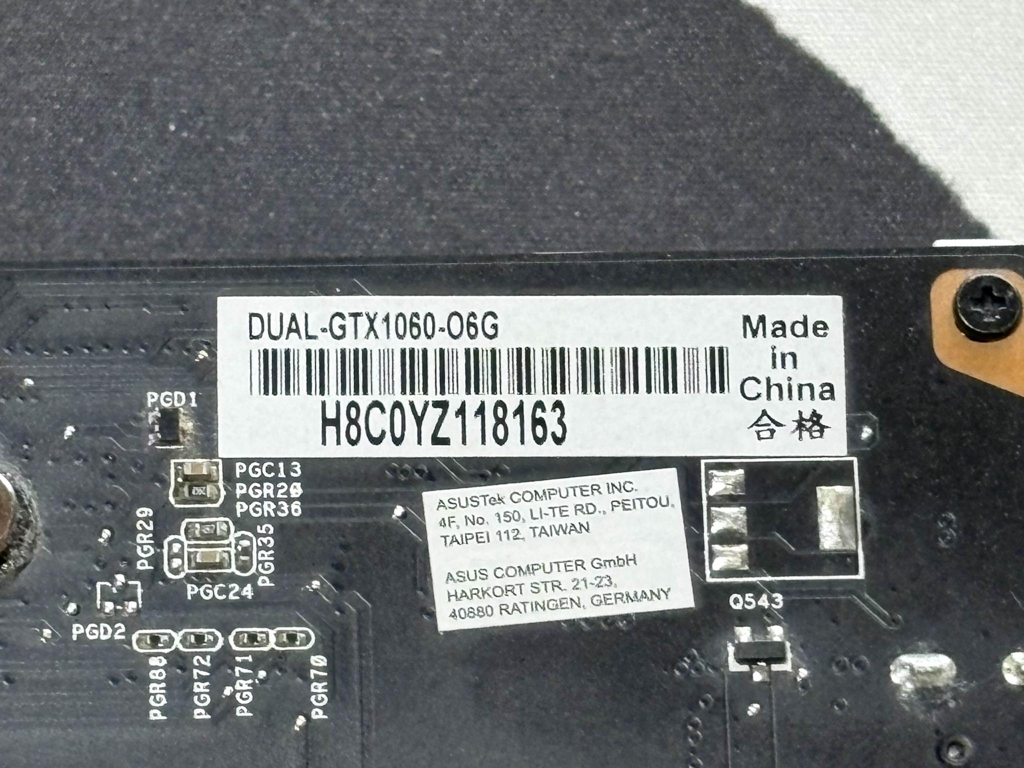 ASUS DUAL Fan 1060 OC 6GB