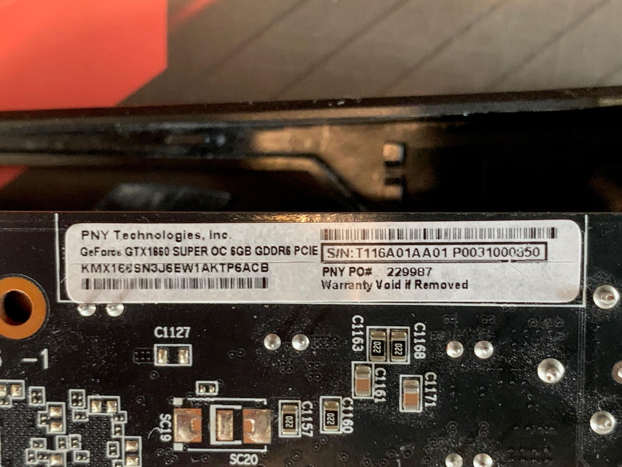 PNY GeForce GTX 1660 SUPER 6GB XLR8 Gaming Overclocked Edition, Used.