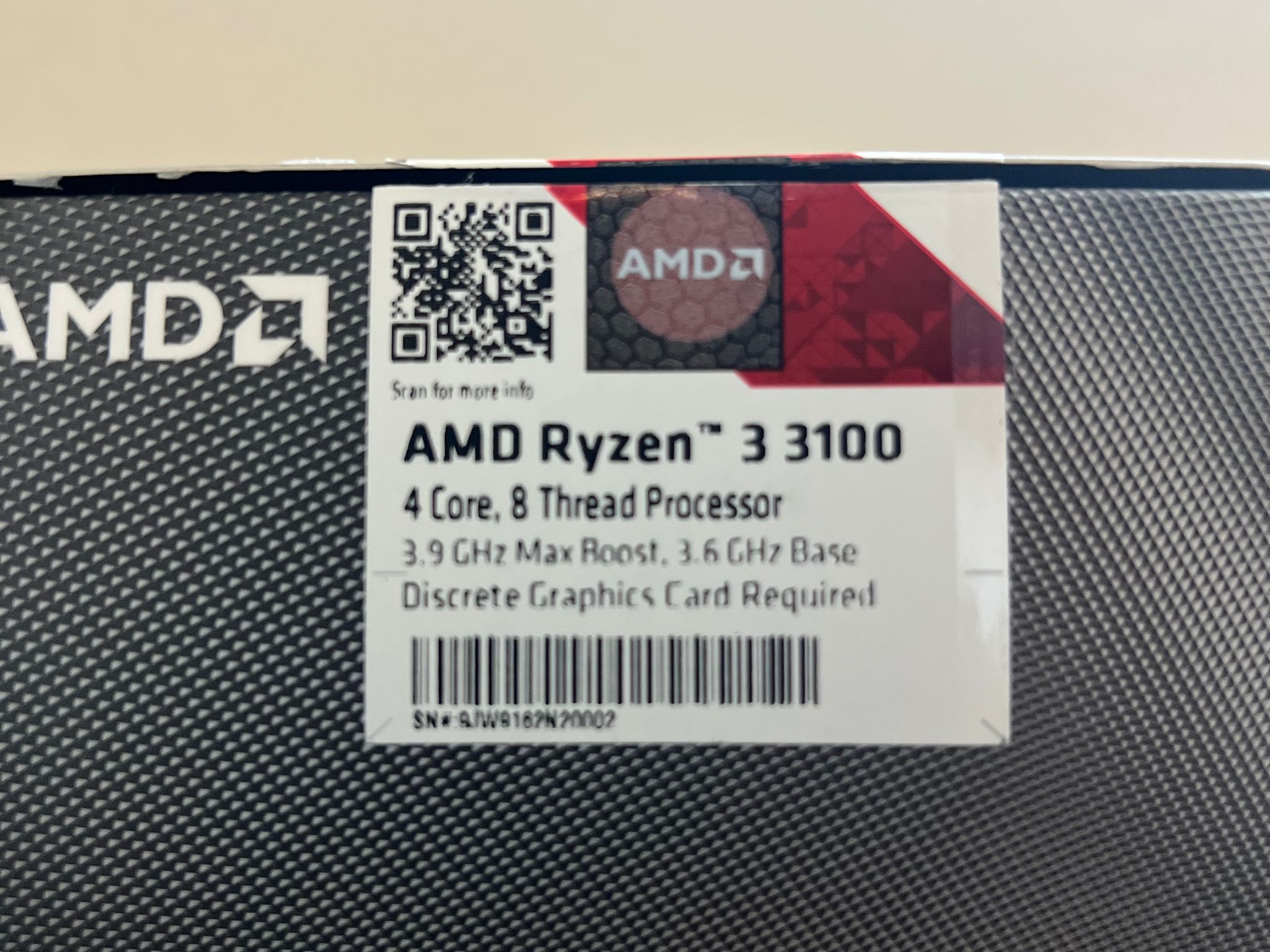 AMD Ryzen 3100 3.6 GHZ