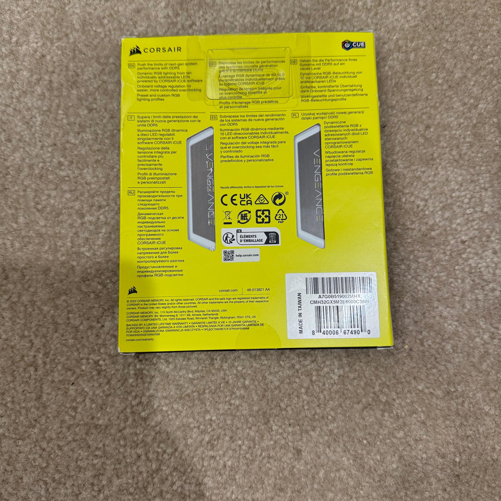 Corsair Vengeance RGB 32 GB (2 x 16 GB) 32GB DDR5-6000 (2x16GB)