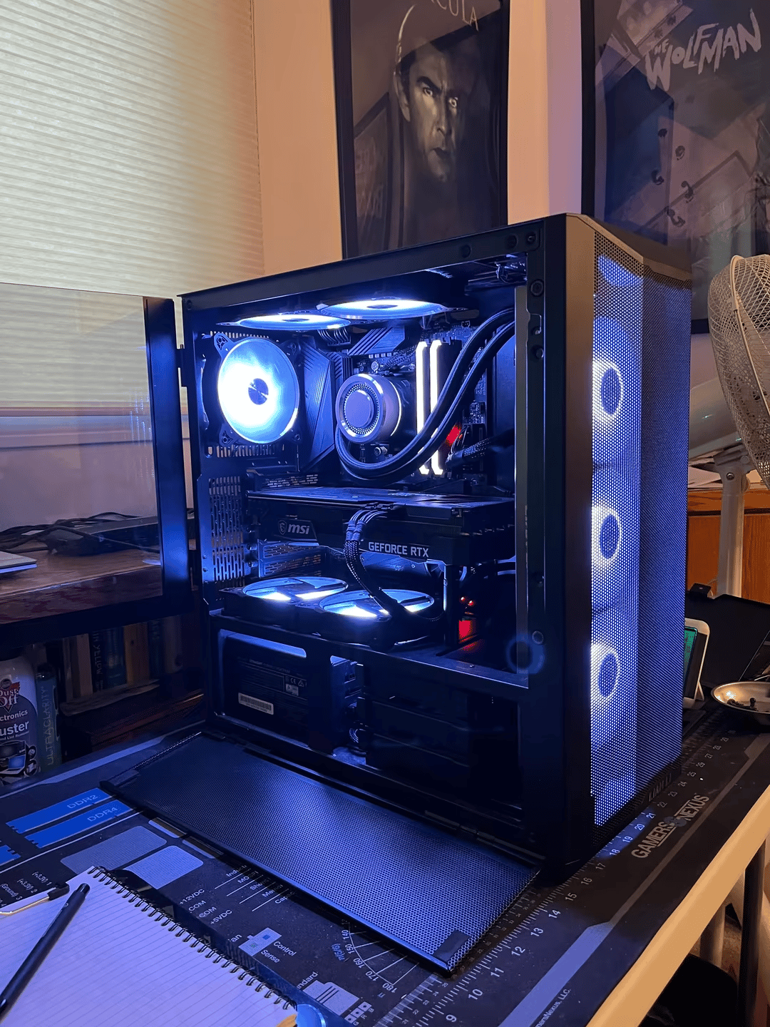 R9 5900x; MSI RTX 3070Ti; 32G 3600Mhz RAM; AIO cooled; MSI Unify x570; 850W Platinum PSU