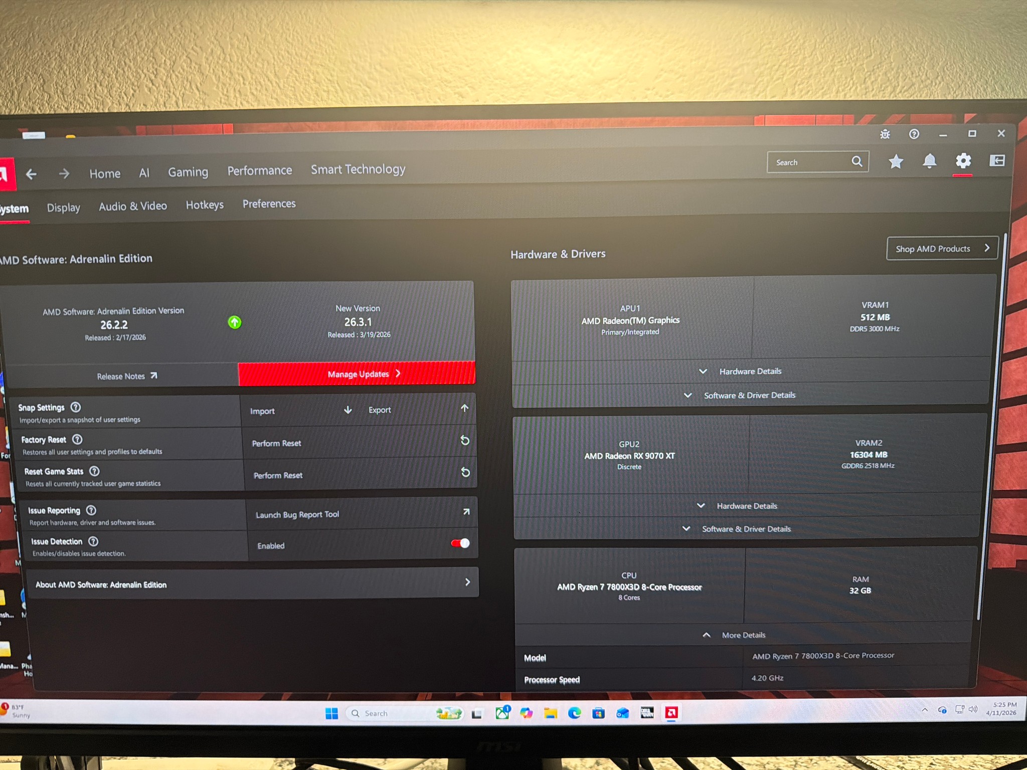 CyberPowerPC Gaming PC AMD Ryzen 7 7800X3D RX 9070 XT 32GB DDR5 2TB SSD
