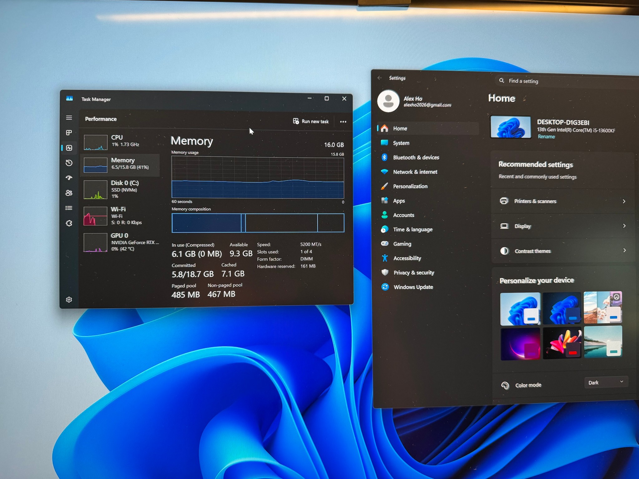 i5 13600KF, 1x16gb T Force DELTA DDR5 5200mhz, P41 Plus 1tb SSD NVME, B760-VC Wifi Motherboard MSI