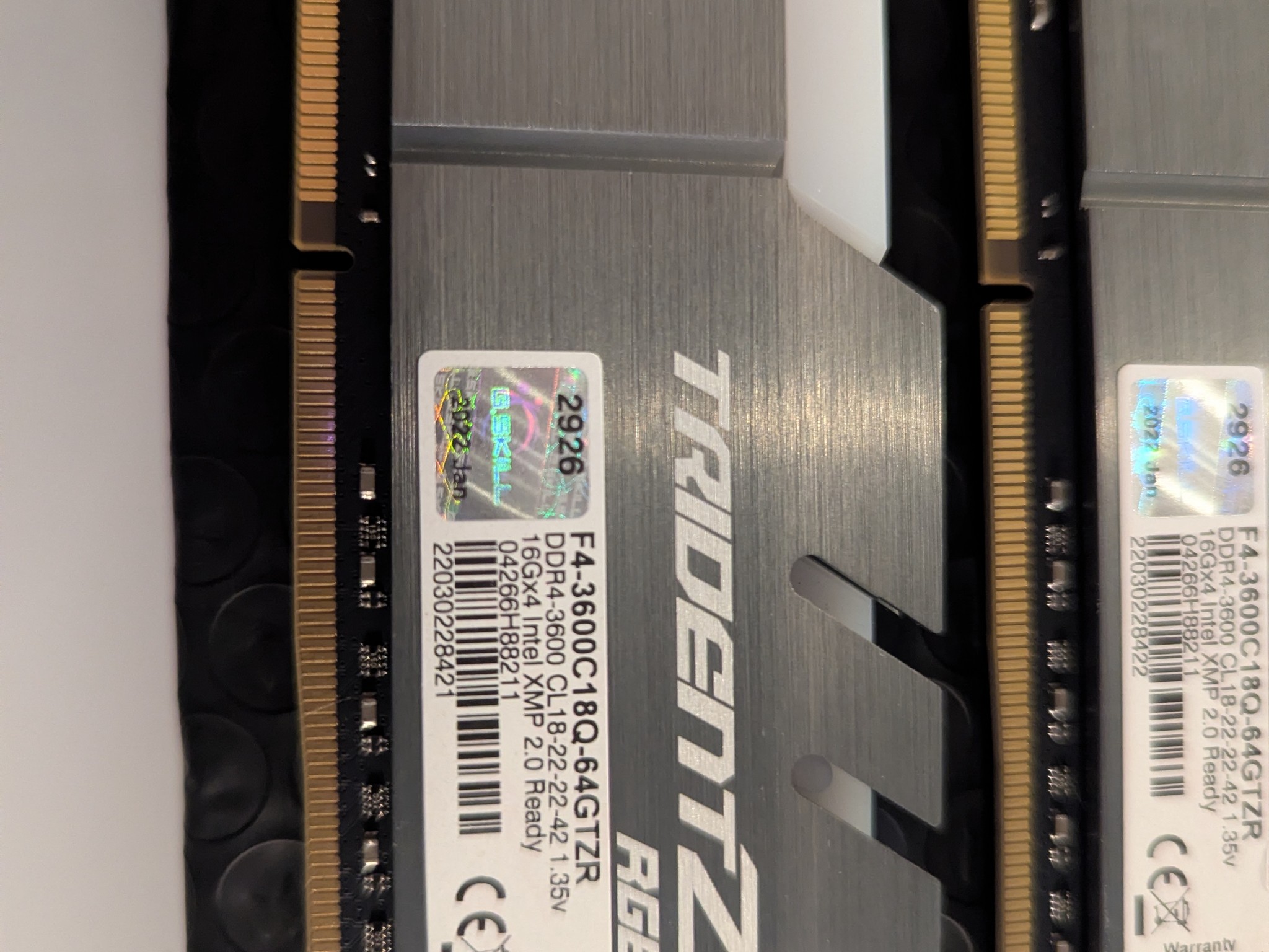 64GB G.Skill Trident Z RGB DDR4-3600 (4×16GB) CL18 – F4-3600C18Q-64GTZR