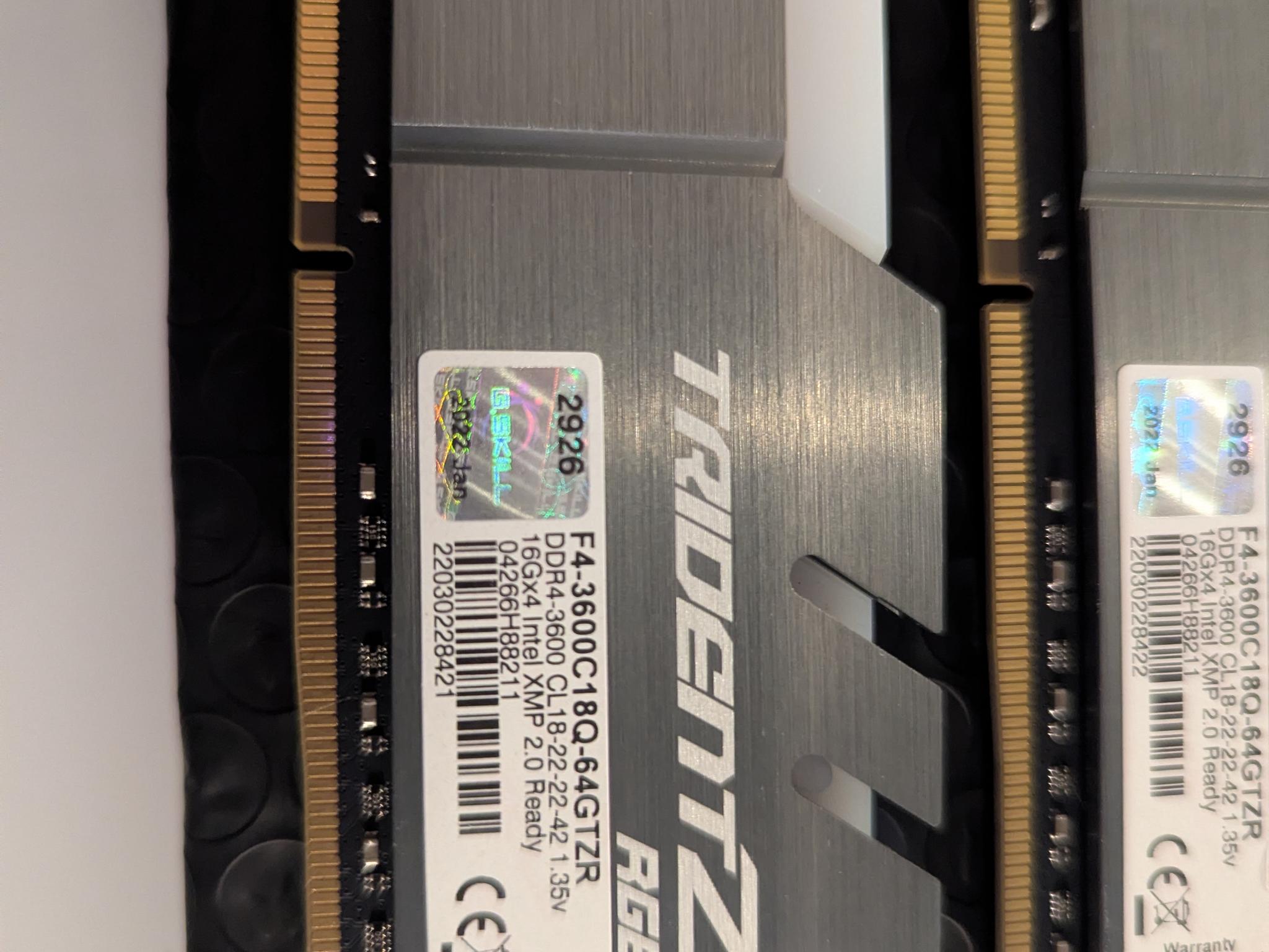 64GB G.Skill Trident Z RGB DDR4-3600 (4×16GB) CL18 – F4-3600C18Q-64GTZR