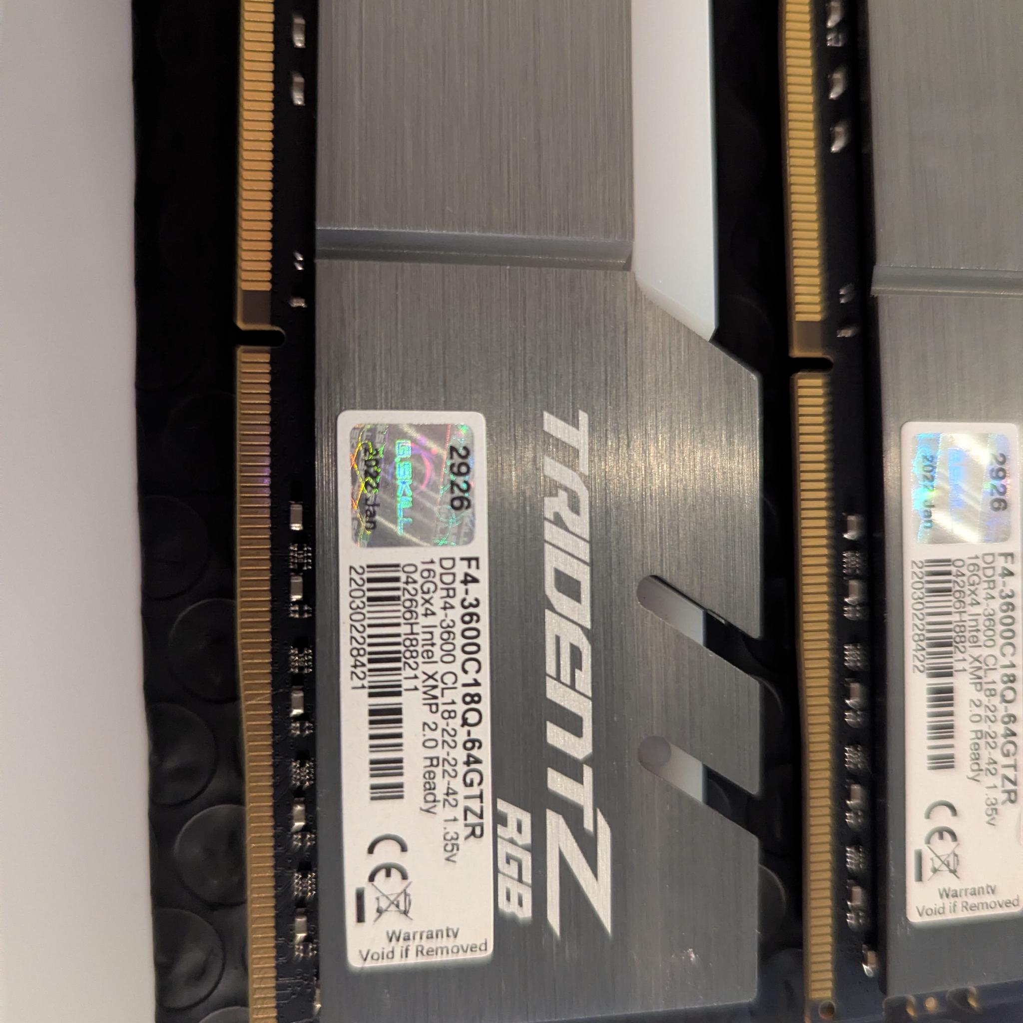64GB G.Skill Trident Z RGB DDR4-3600 (4×16GB) CL18 – F4-3600C18Q-64GTZR