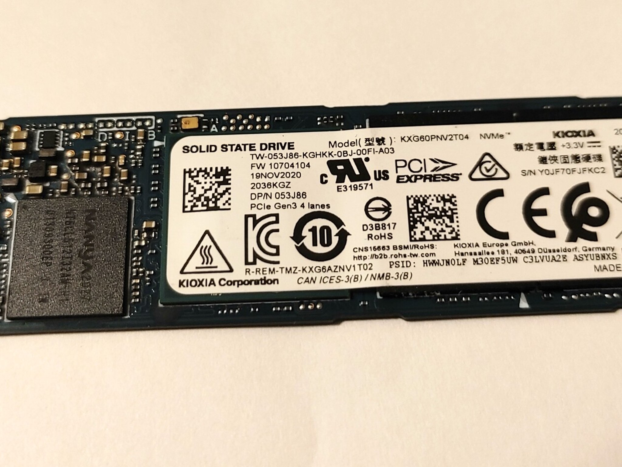 Kioxia XG6-P 2TB 2280 TLC NVME SSD Drive