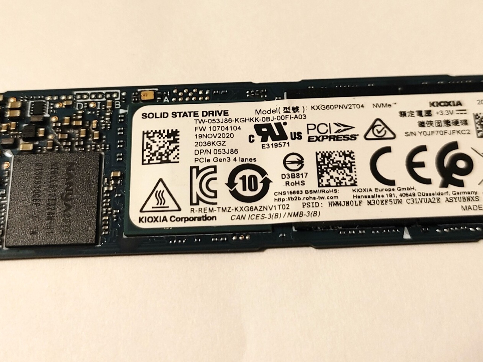 Kioxia XG6-P 2TB 2280 TLC NVME SSD Drive