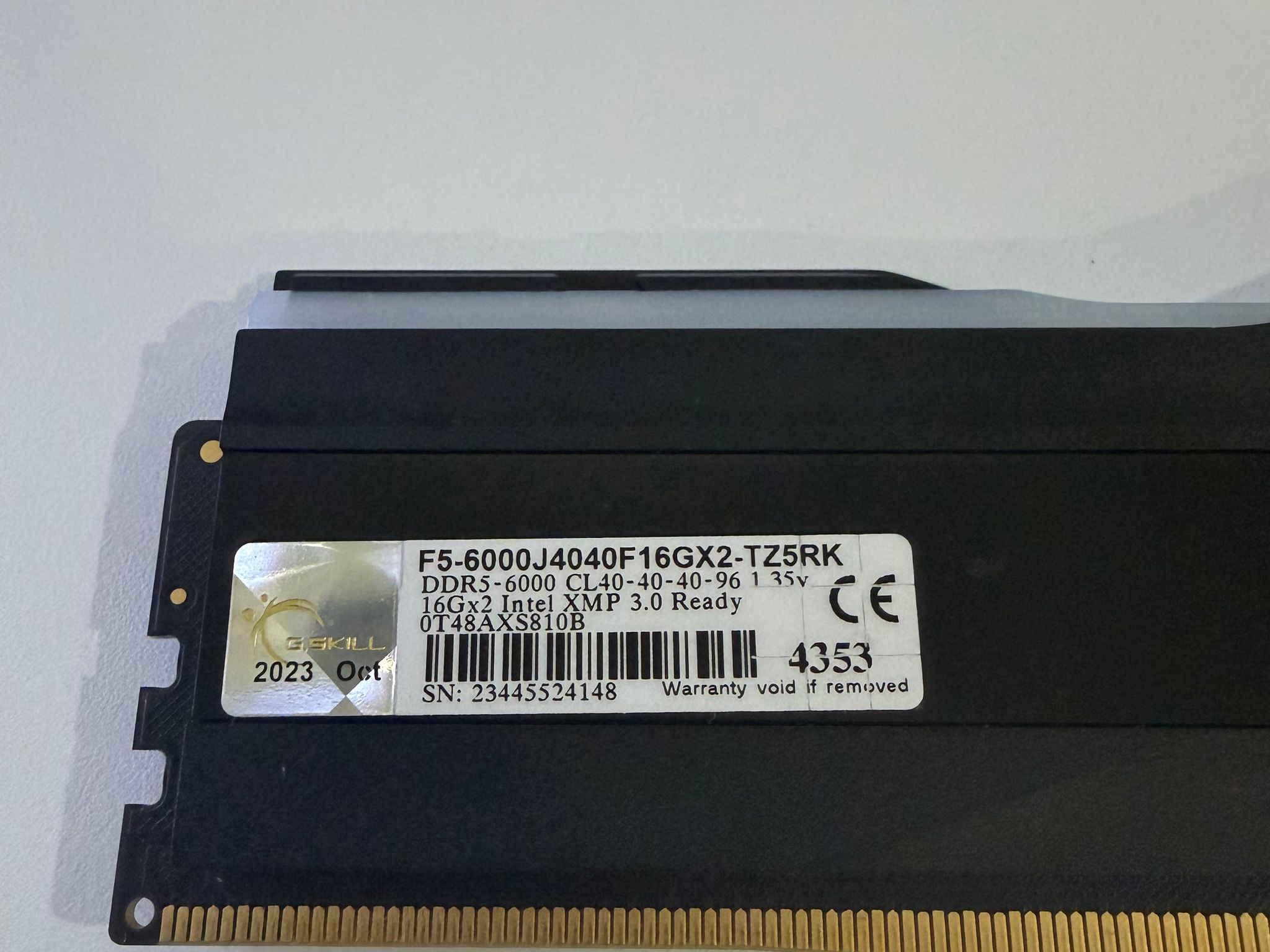 G.skill Trident Z5 RGB Series DDR5 16GB (1x16GB) 6000 MHz