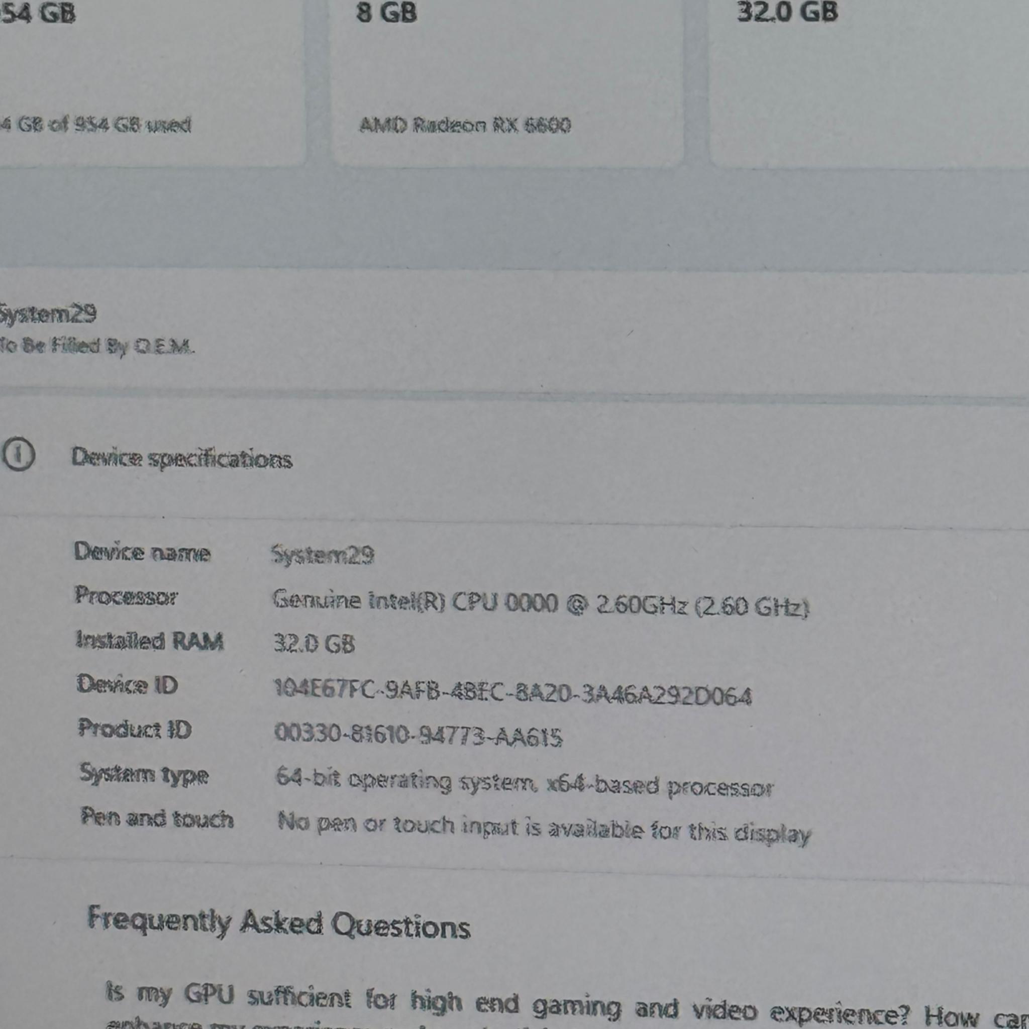 i9 9900, 32 GB DDR4 RAM, RX 6600 8 GB 1 TB M.2