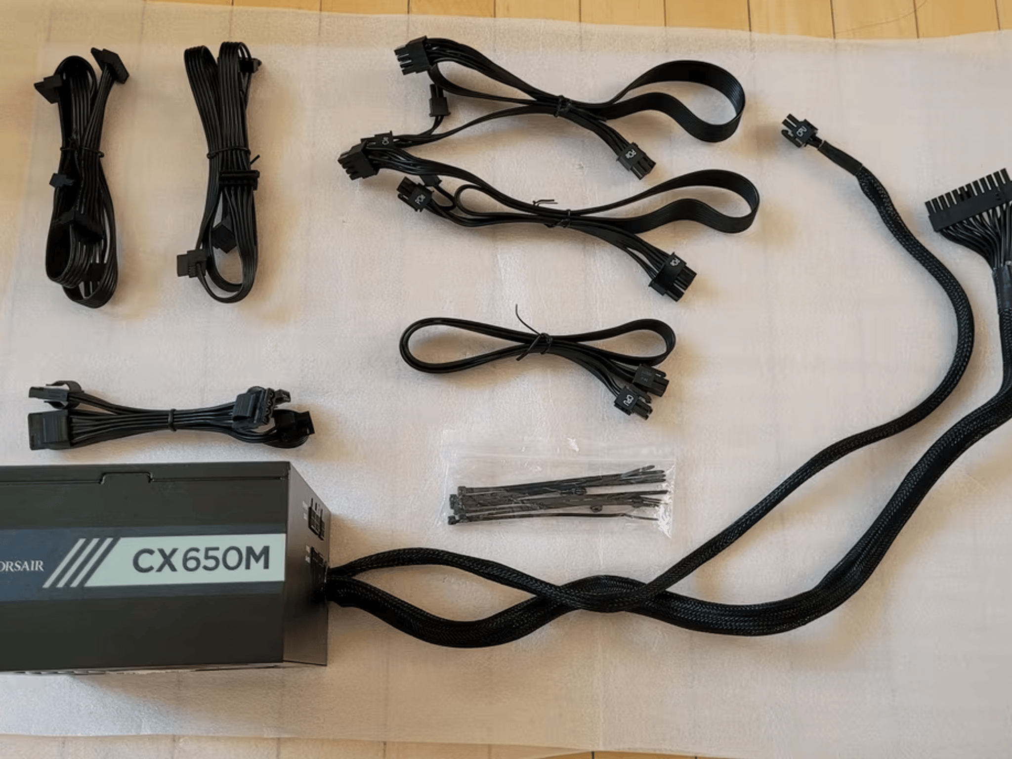 Corsair CX650M 650 Watt 80 PLUS Bronze Certified Semi-Modular ATX PSU with extra cables
