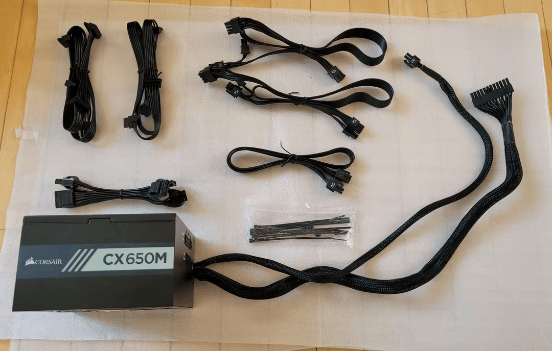 Corsair CX650M 650 Watt 80 PLUS Bronze Certified Semi-Modular ATX PSU with extra cables