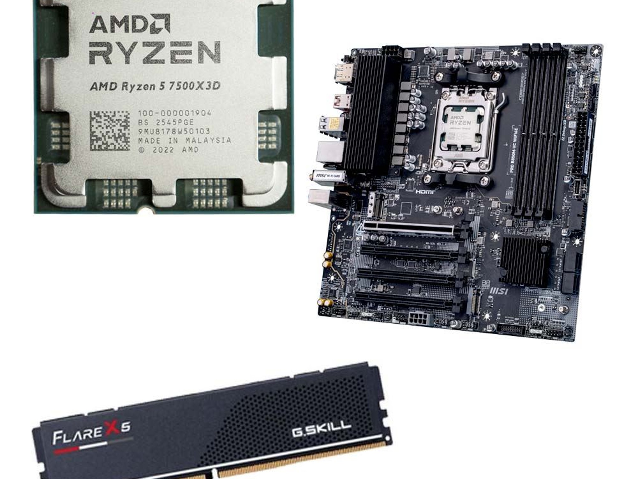 AMD Ryzen 5 7500X3D + MSI B850M-VC Pro WiFi AM5 + 16GB DDR5-6000, CPU, mobo, ram Build Bundle