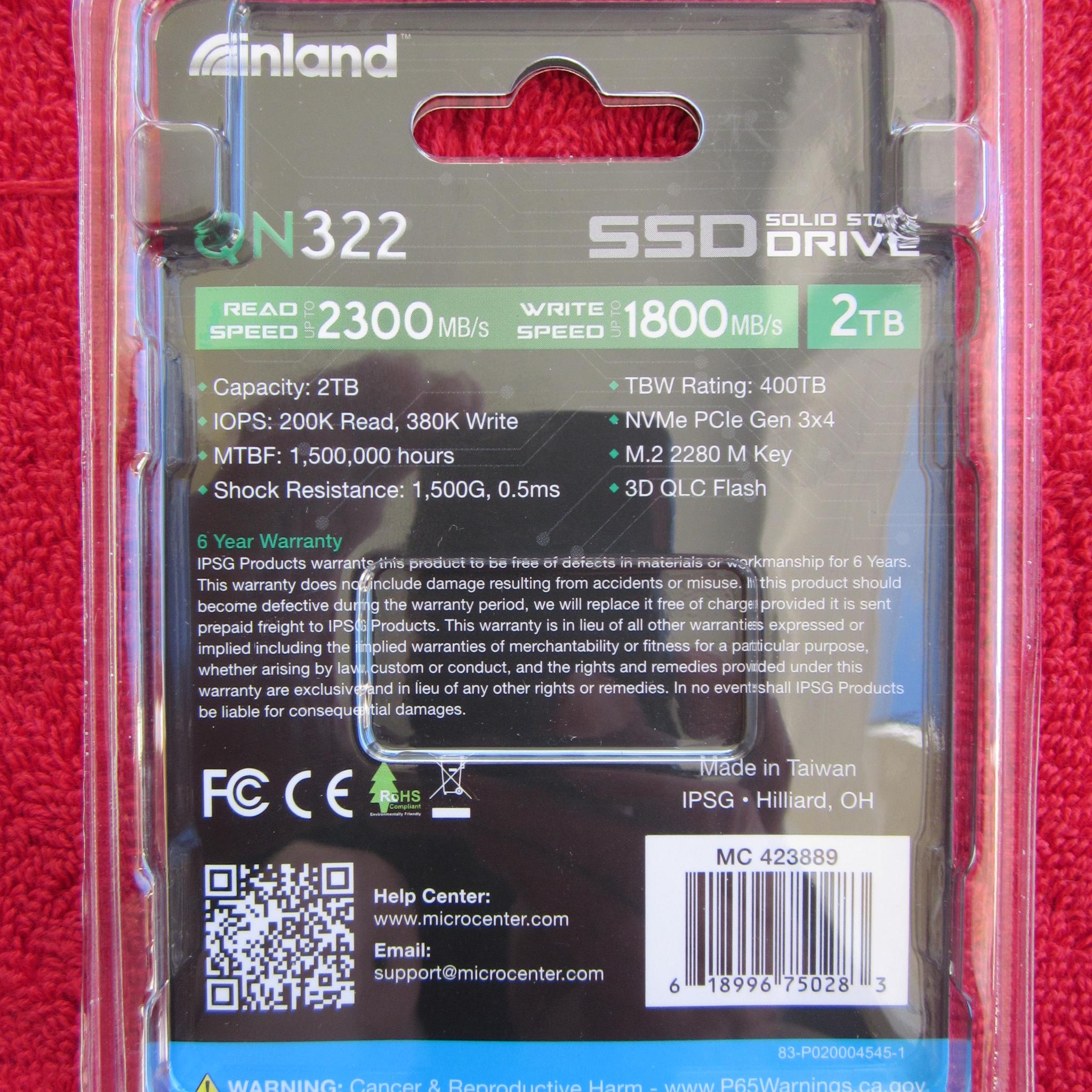 New Sealed Inland QN322 M.2 NVME 2TB SSD