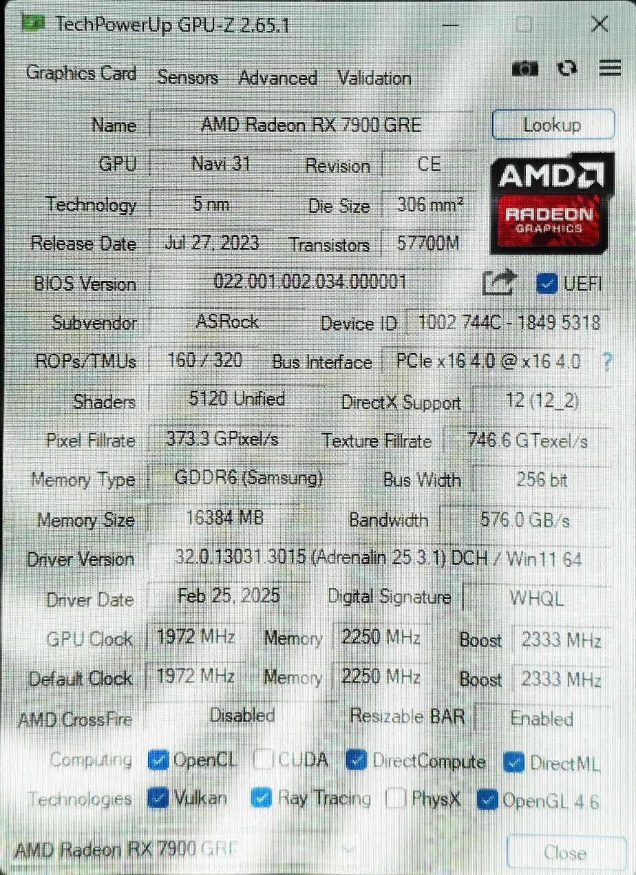 AMD Radeon™ RX 7900 GRE Steel Legend 16GB OC (GPU ONLY GRAPHICS CARD ONLY!!)