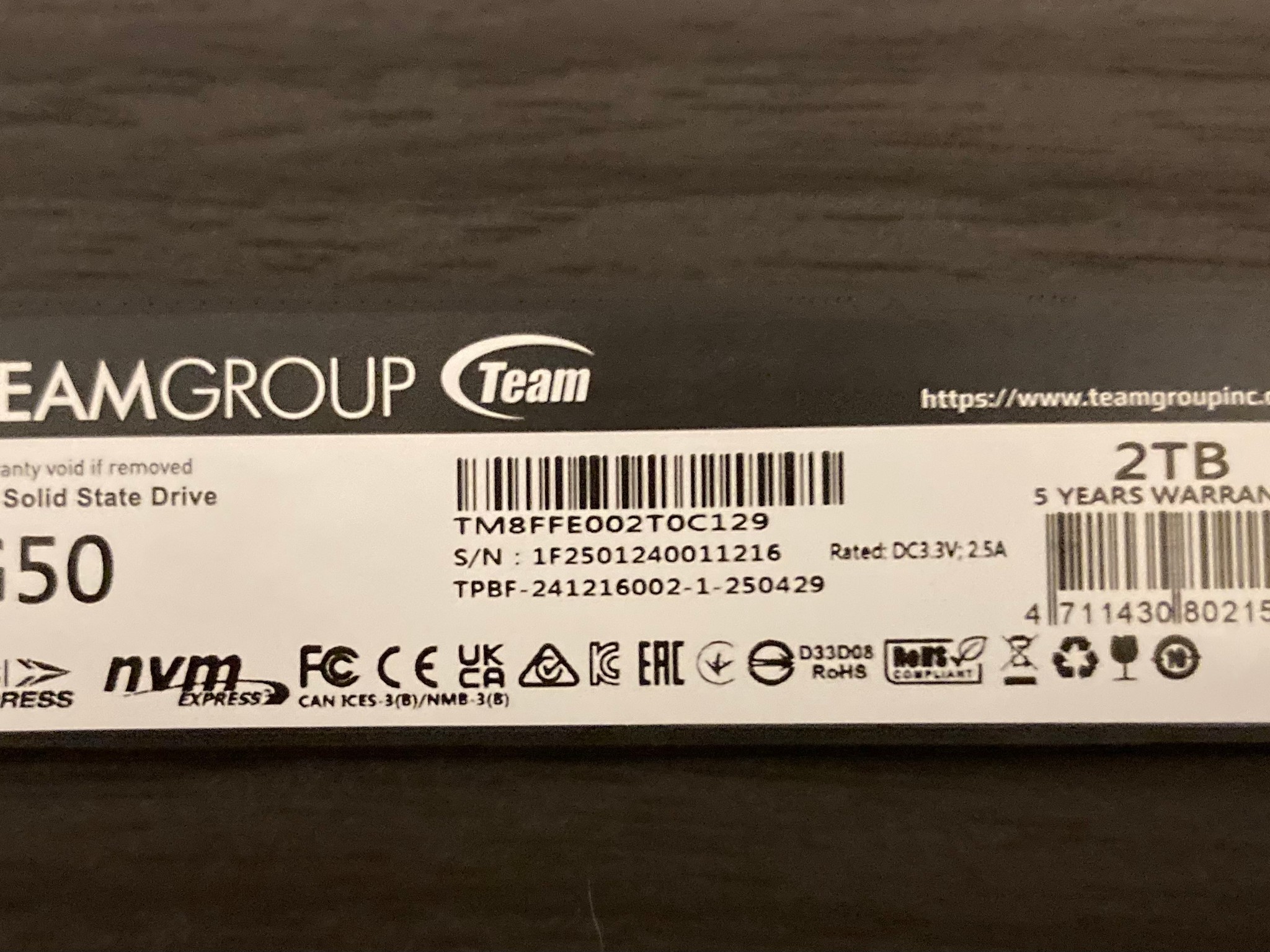 Teamgroup G50 M.2 SSD
