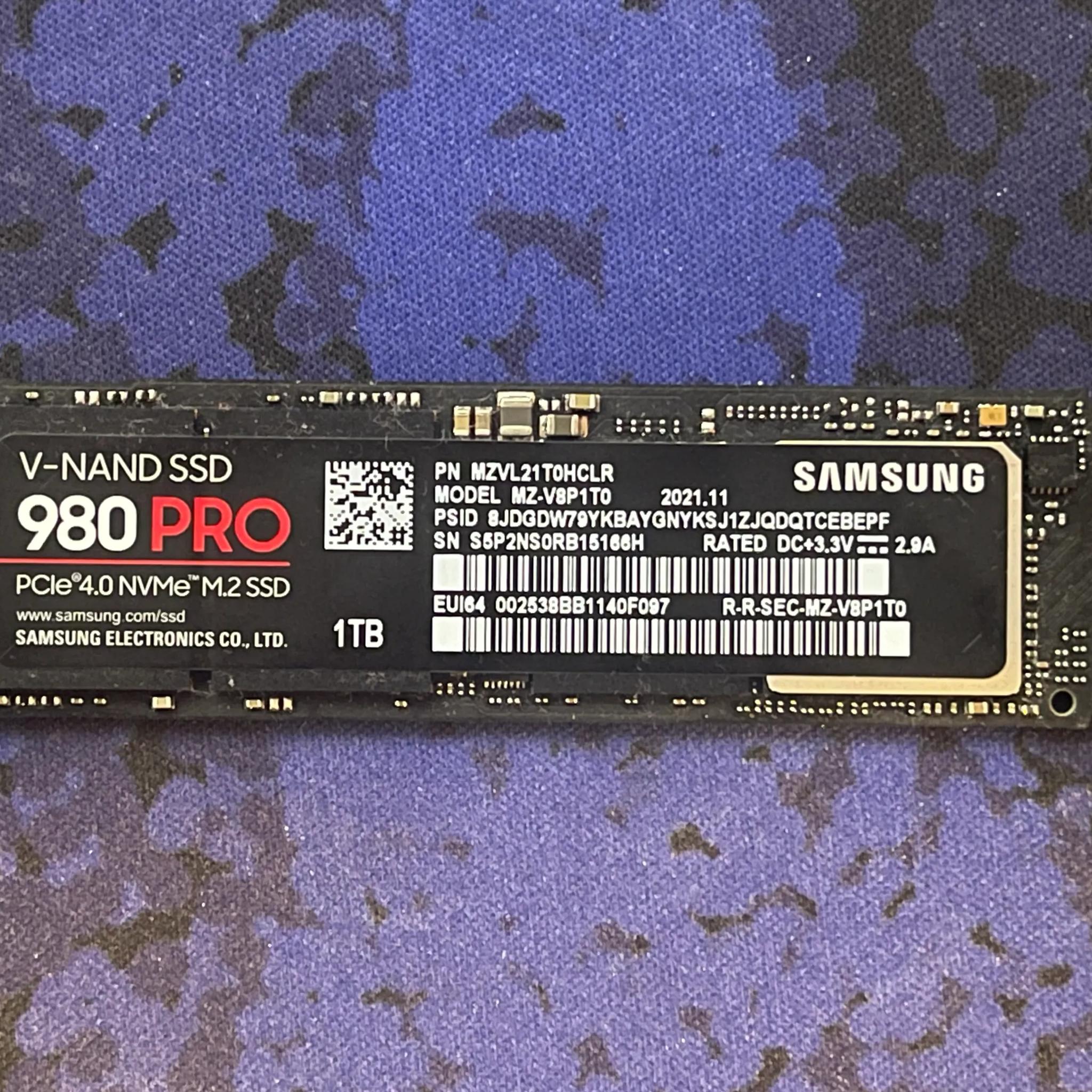 ⚠️USED LIKE NEW⚠️ Samsung 980 Pro 1 TB M.2-2280 PCIe 4.0 X4 NVME SSD