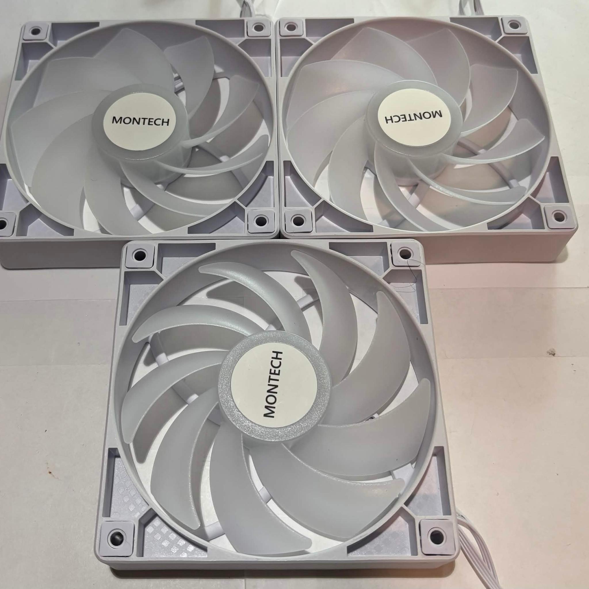 Montech RX120 PWM Fans - Mixed Blade Set (2 Reverse, 1 Standard) White