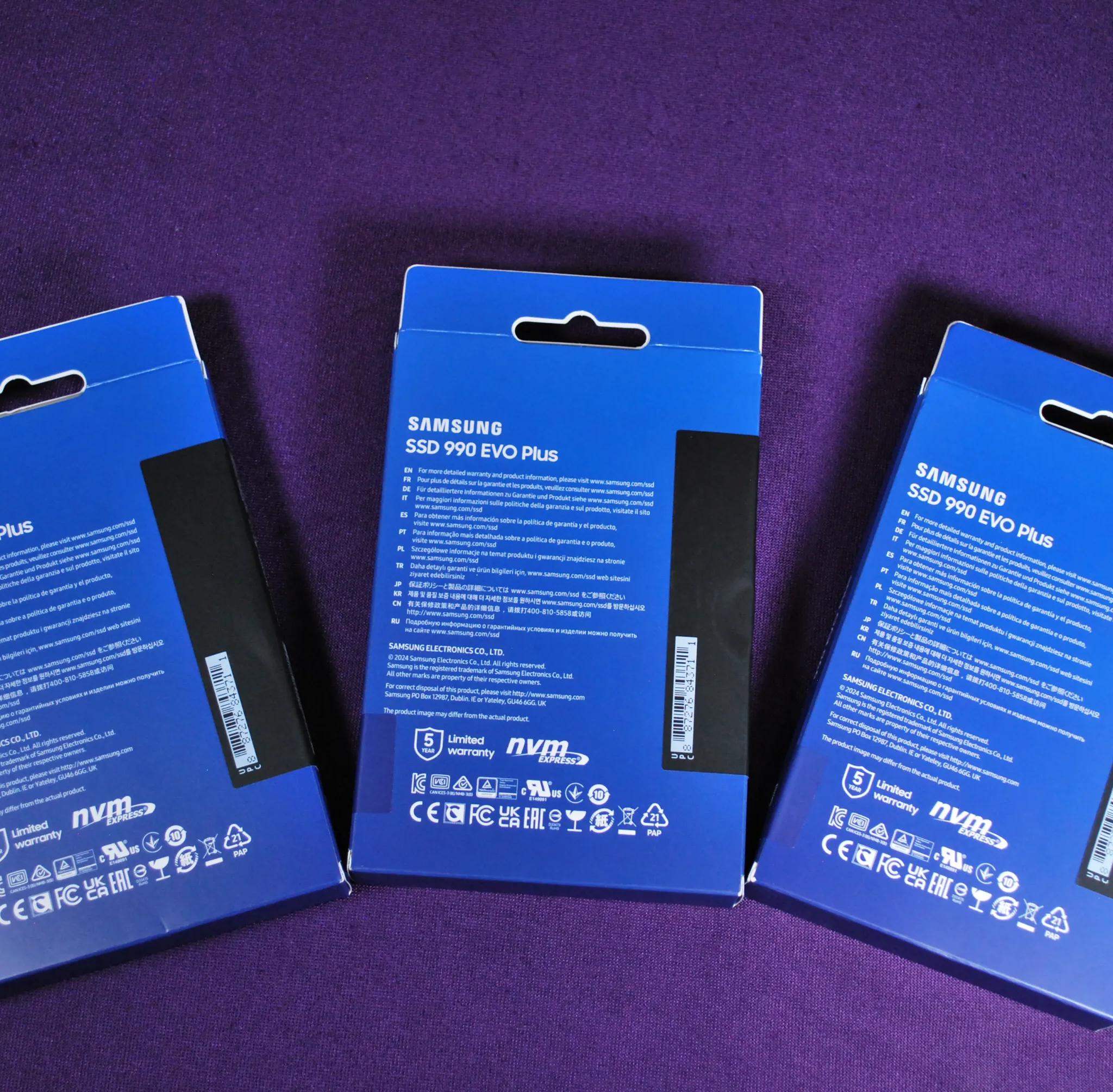3x Samsung 990 EVO Plus SSD 1TB, PCIe Gen 4x4, Gen 5x2 M.2 2280, Speeds Up-to 7,250 MB/s