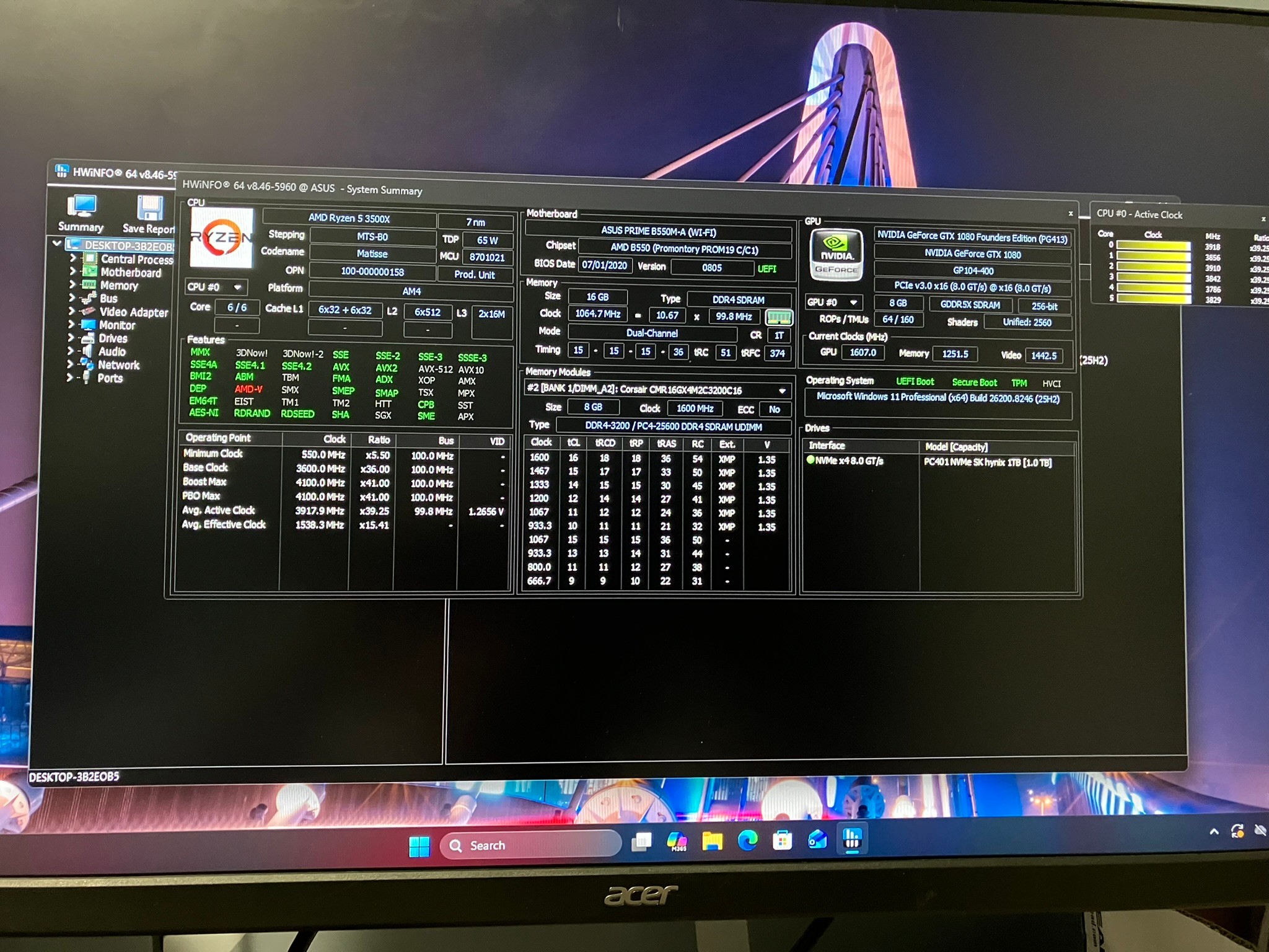 AMD Ryzen 3500x | GTX 1080 FE | 16 GB Ram | 1 TB NVME M.2 SSD | 750W Modular PSU | Win 11 Pro | ARGB