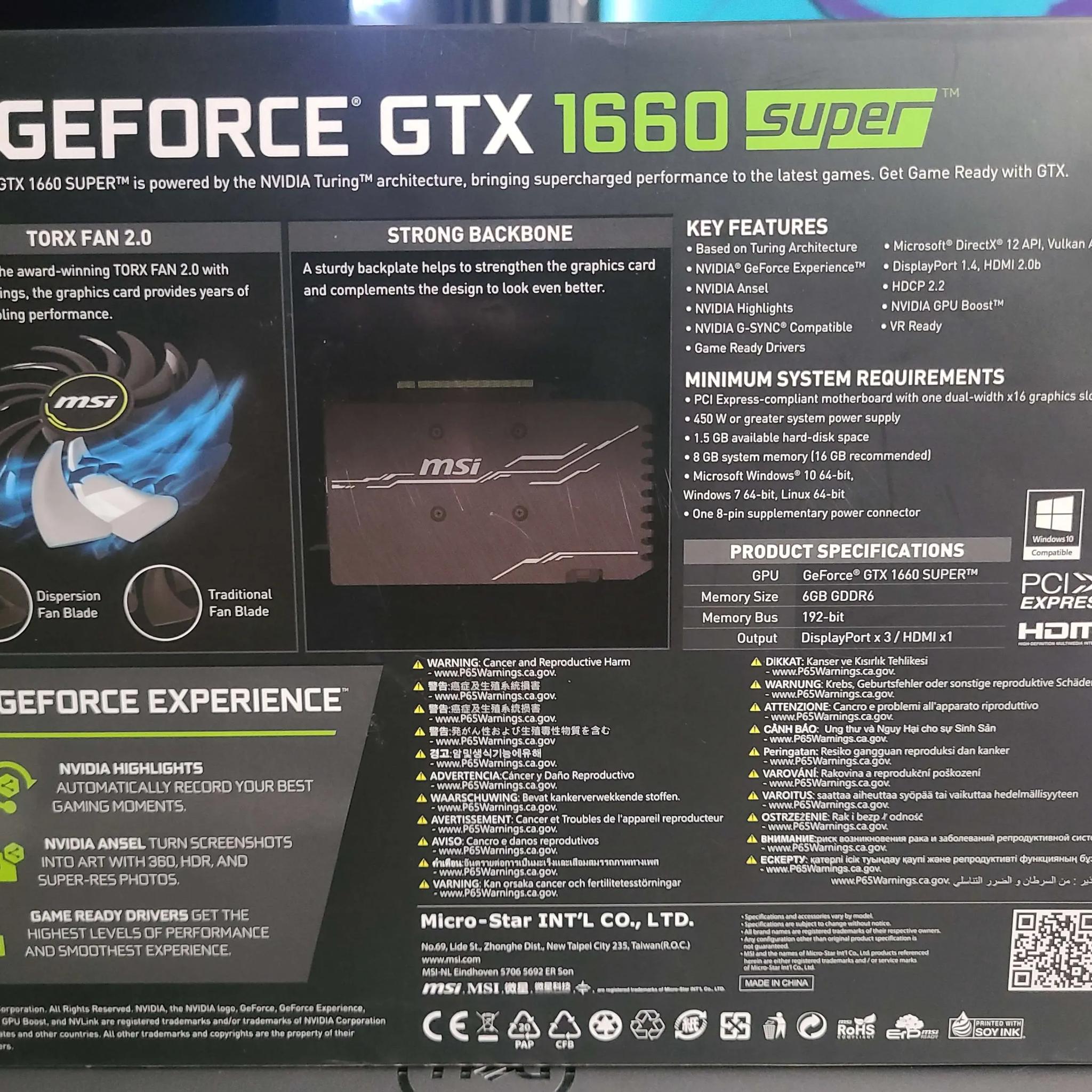 MSI Geforce GTX 1660 SUPER