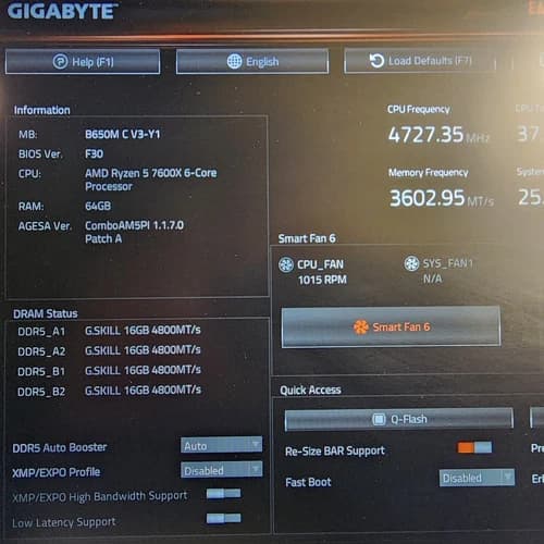 UPDATED BIOS GIGABYTE B650M C V3 WIFI AM5 DDR5 MATX MOTHERBOARD