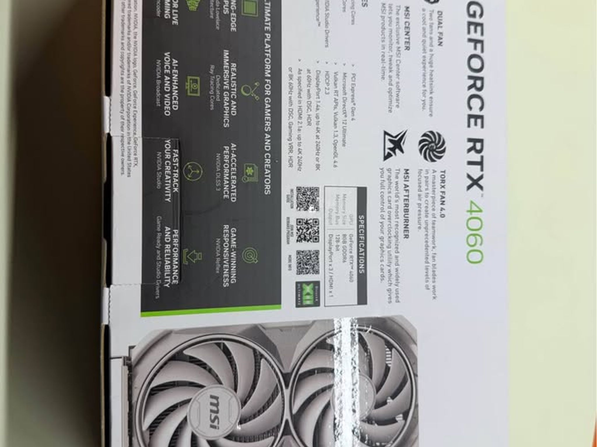 MSI GeForce RTX 4060 Ventus 2X White 8GB OC Graphics Card