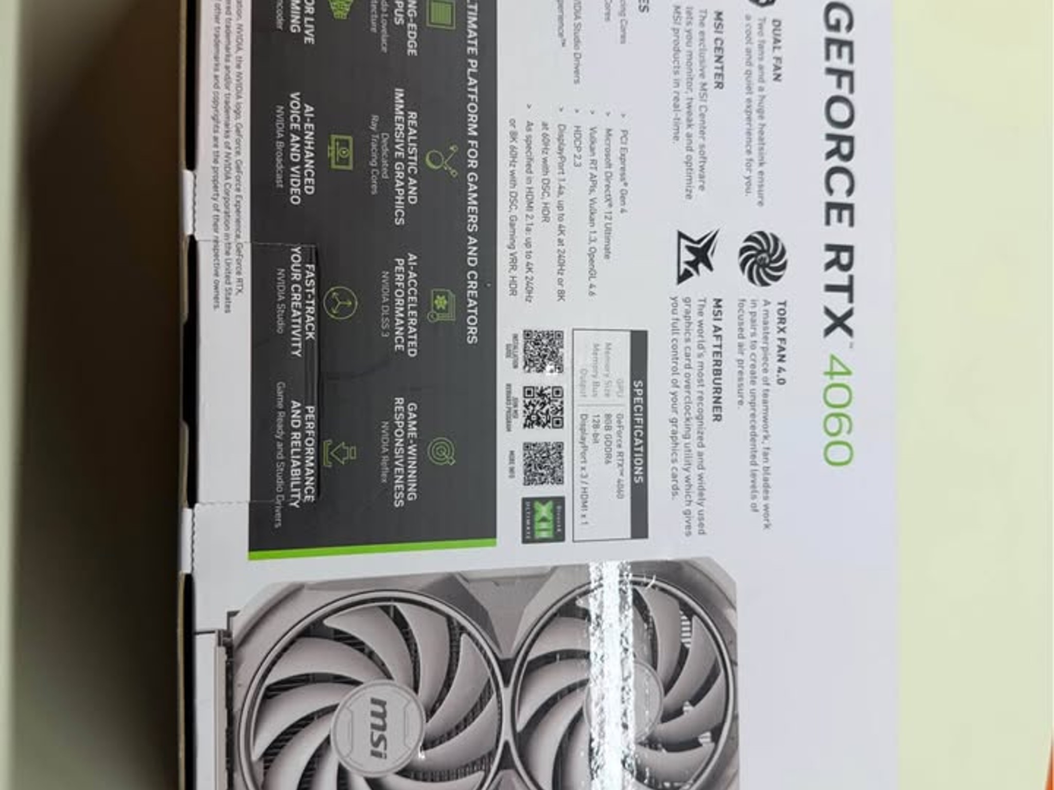 MSI GeForce RTX 4060 Ventus 2X White 8GB OC Graphics Card