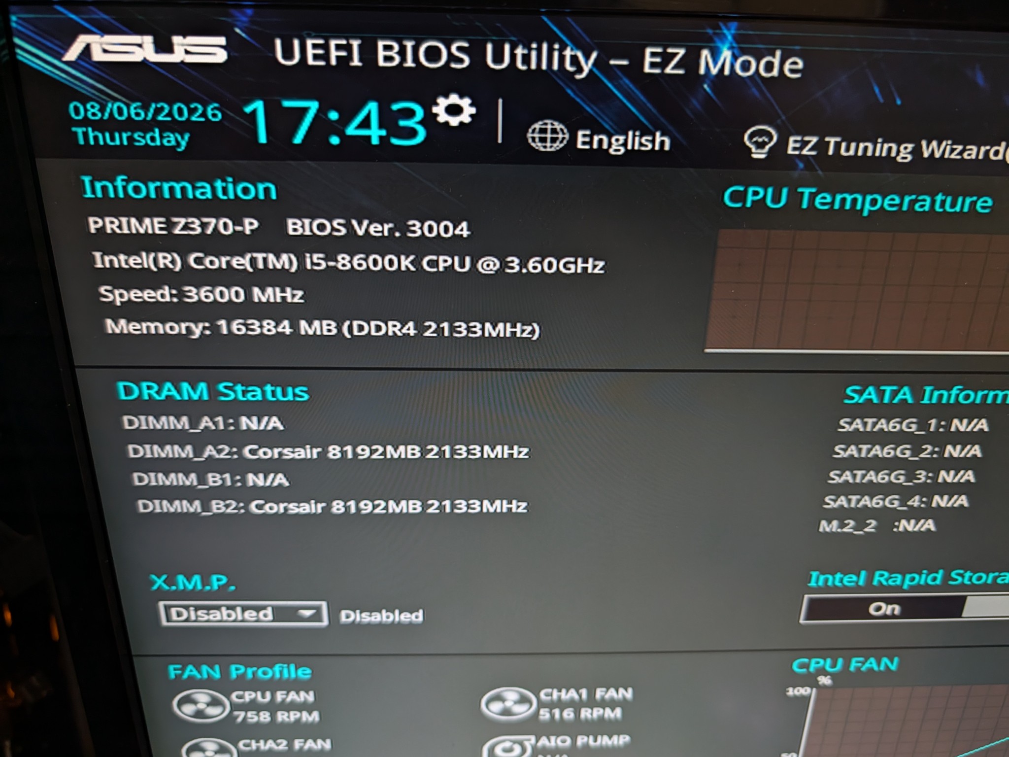 Asus Z370-P + Intel Core i5 8600K