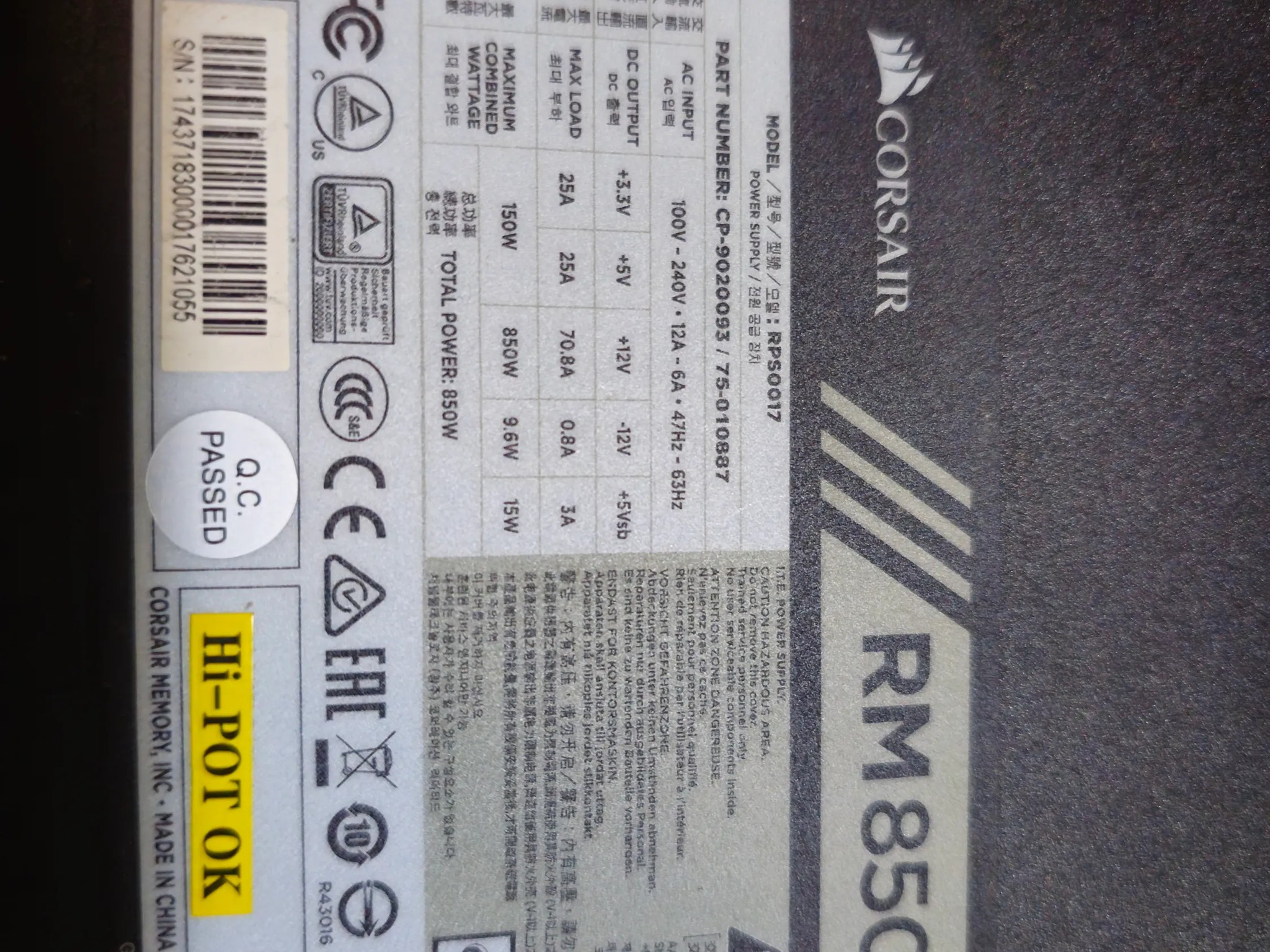 Corsair RM850x Power Supply