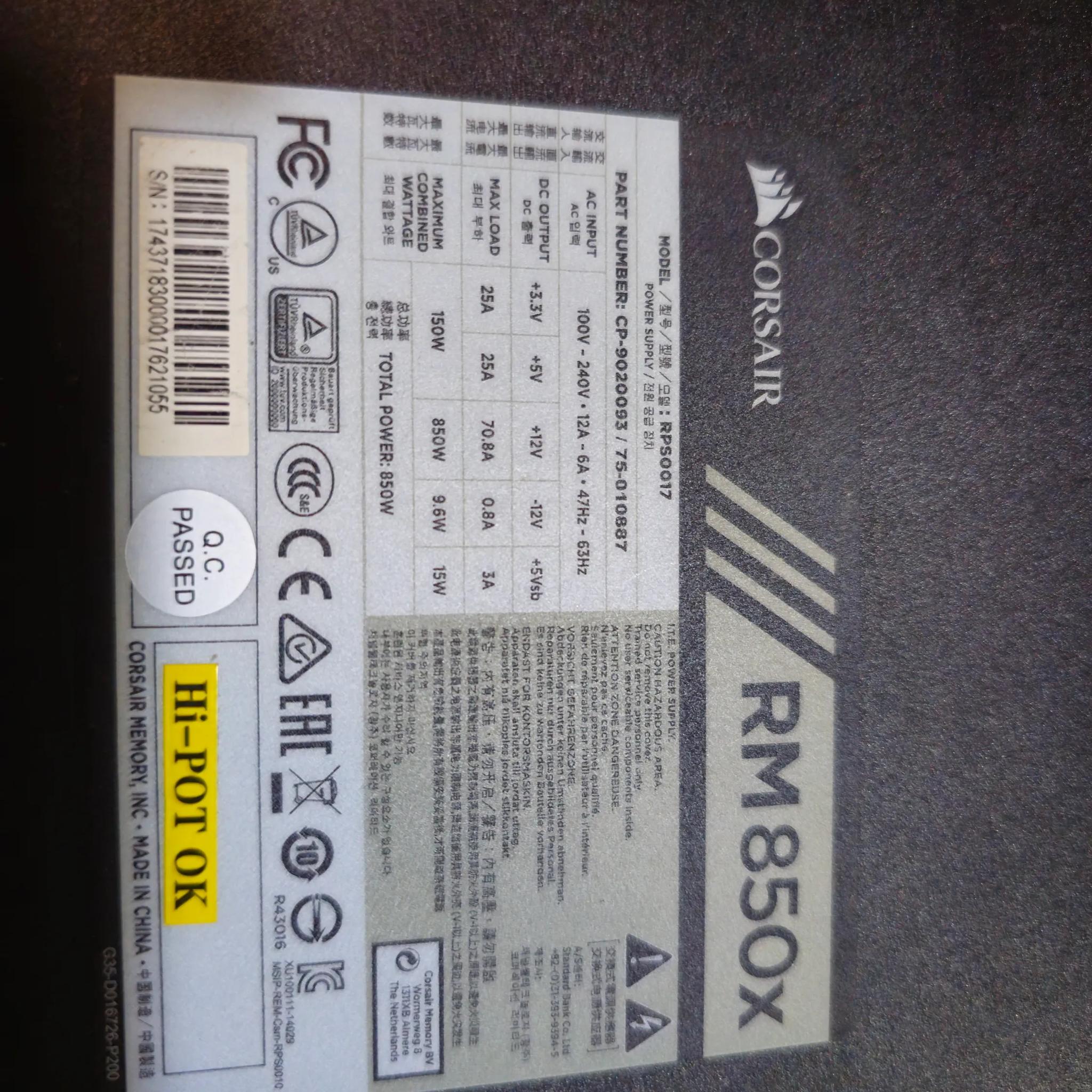 Corsair RM850x Power Supply