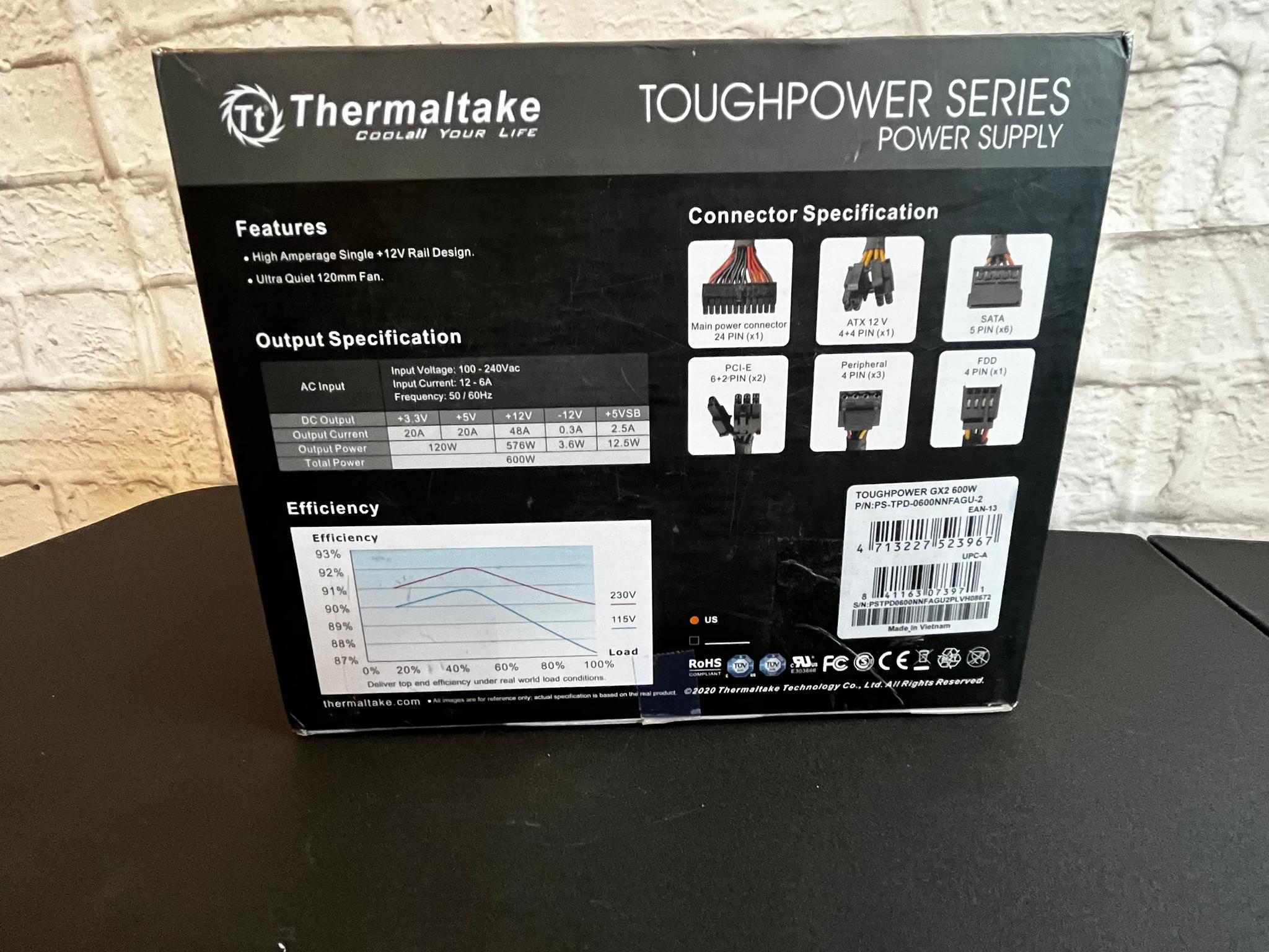 Thermaltake Toughpower GX2 600 W 80+ Gold Certified ATX Power Supply