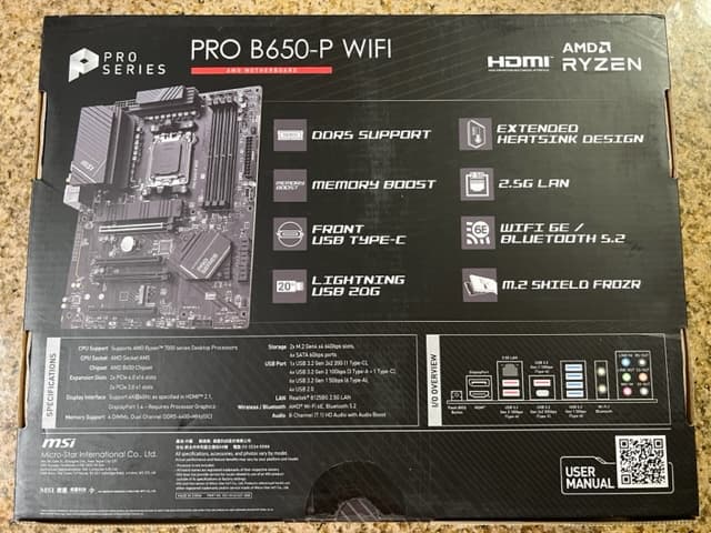 MSI B650-P PRO WiFi AMD AM5 ATX Motherboard