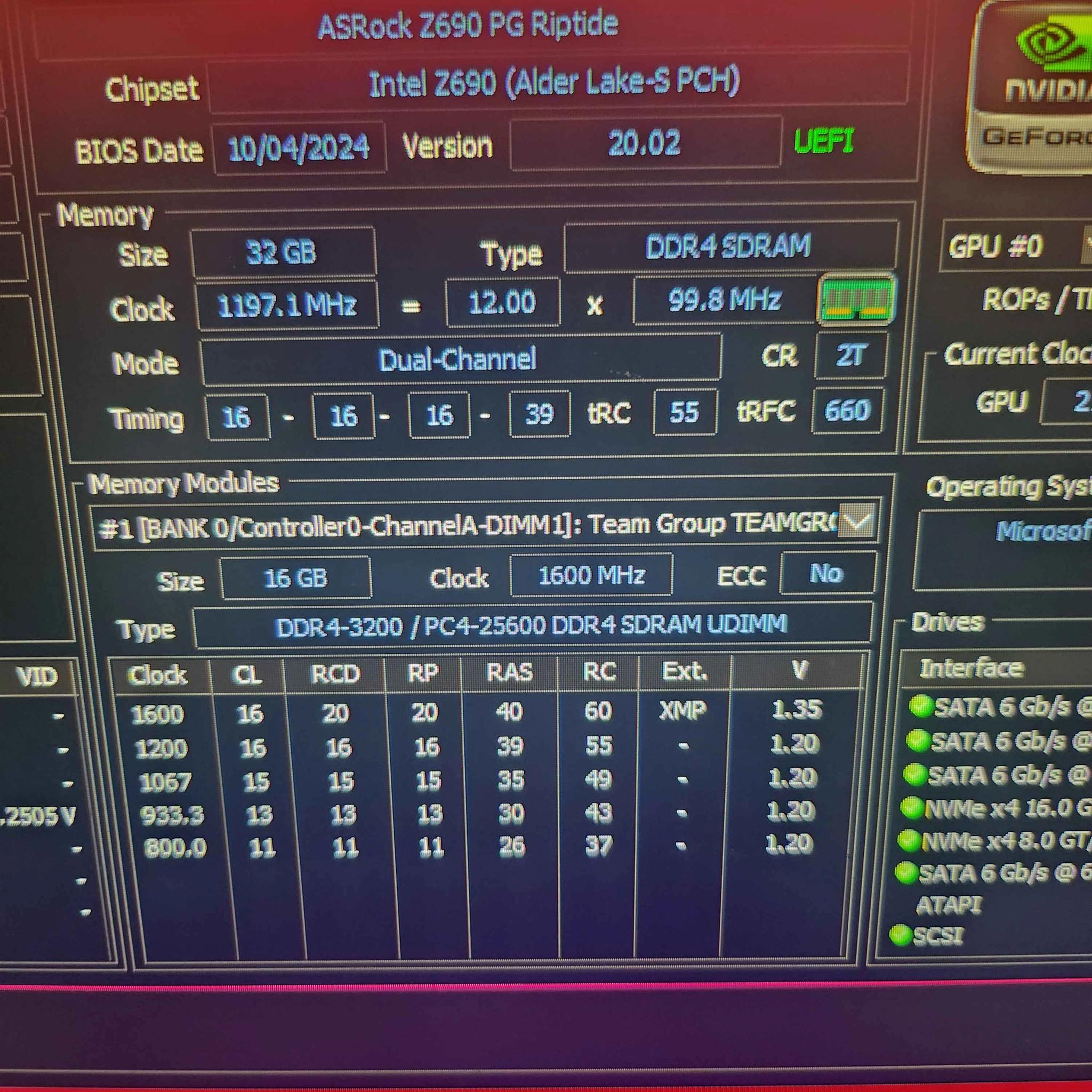 Z690 ASRock PG Riptide D4 with CPU Cooler and Ram