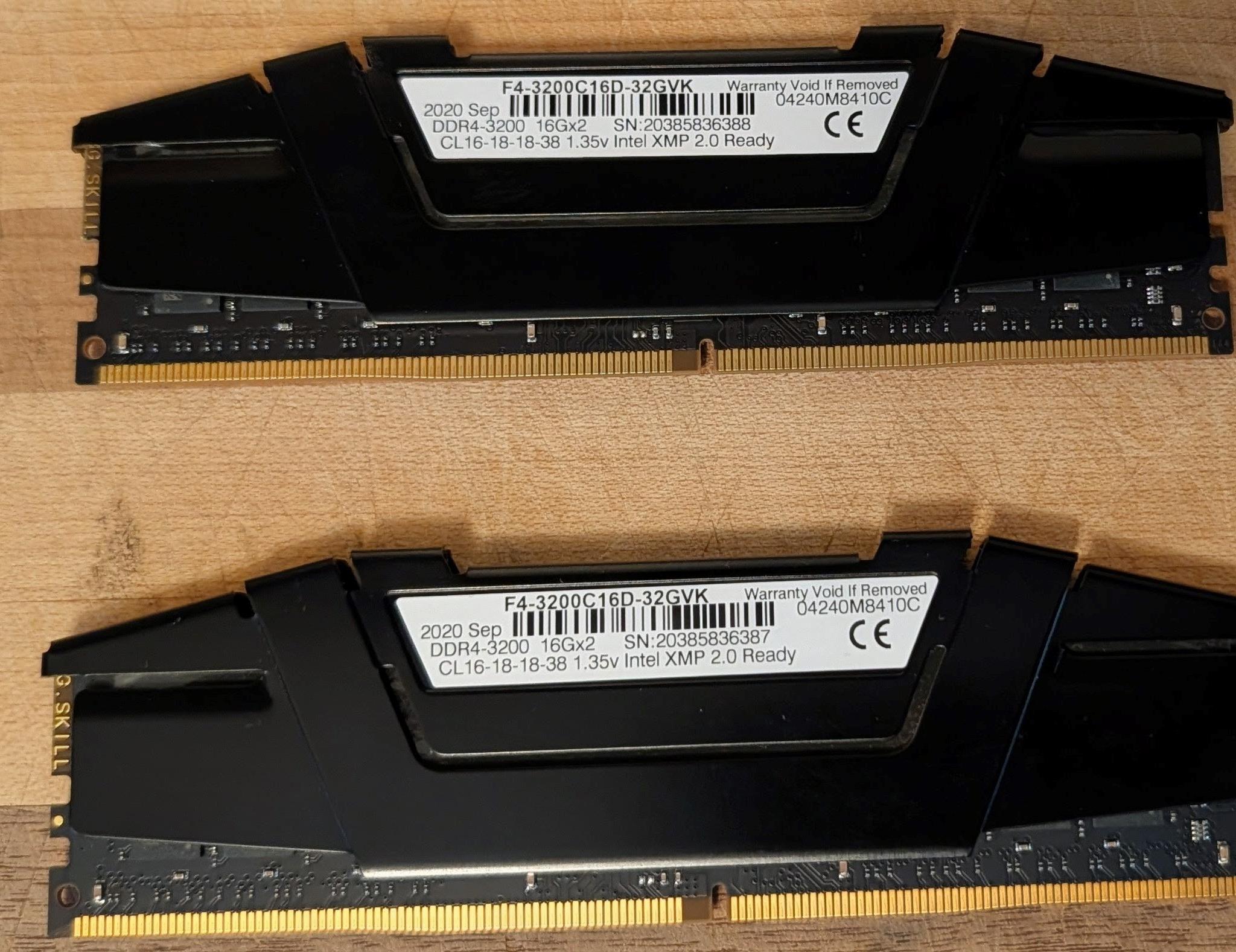 DDR4 32GB (2x16) Gskill Ripjaws