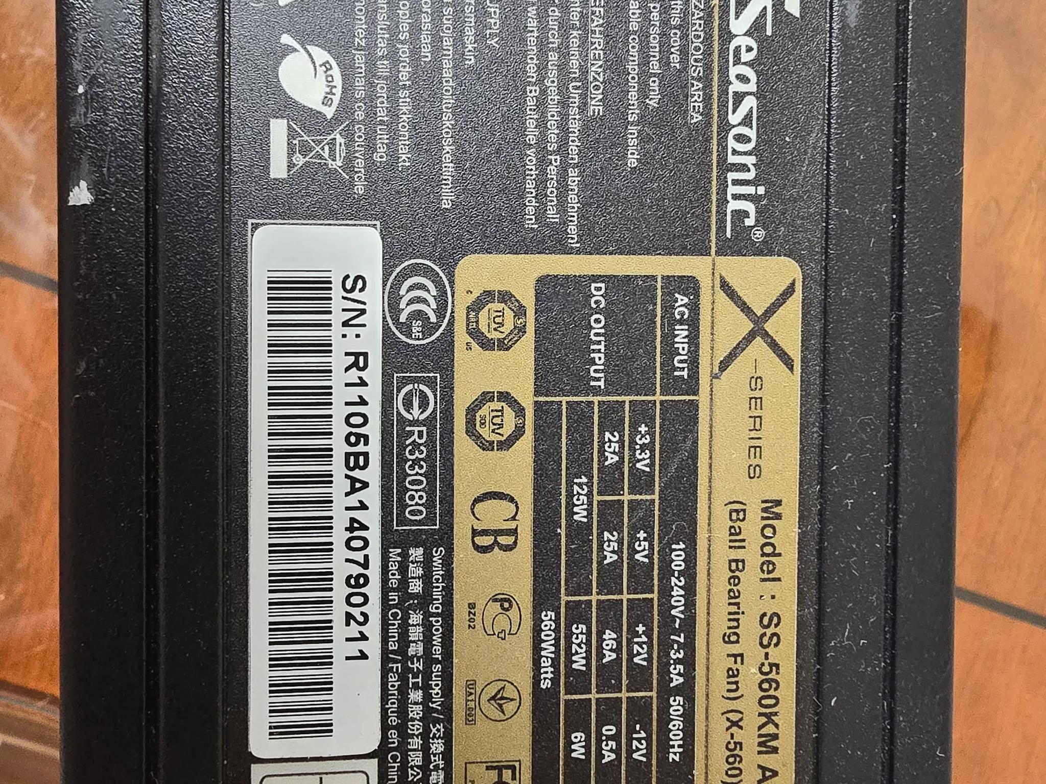 SeaSonic SS-560KM 560W 80+ Gold rated Modular Power Supply