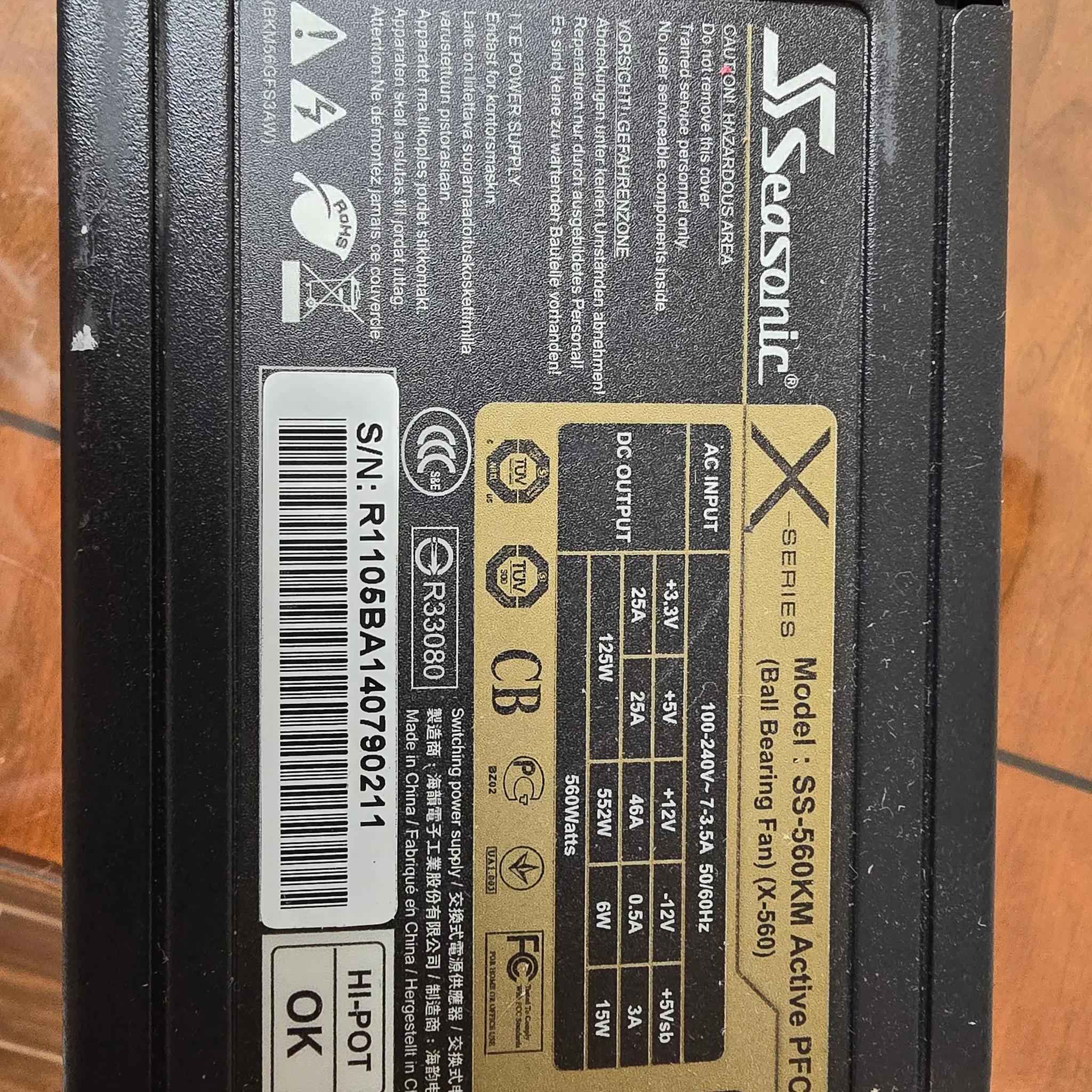 SeaSonic SS-560KM 560W 80+ Gold rated Modular Power Supply