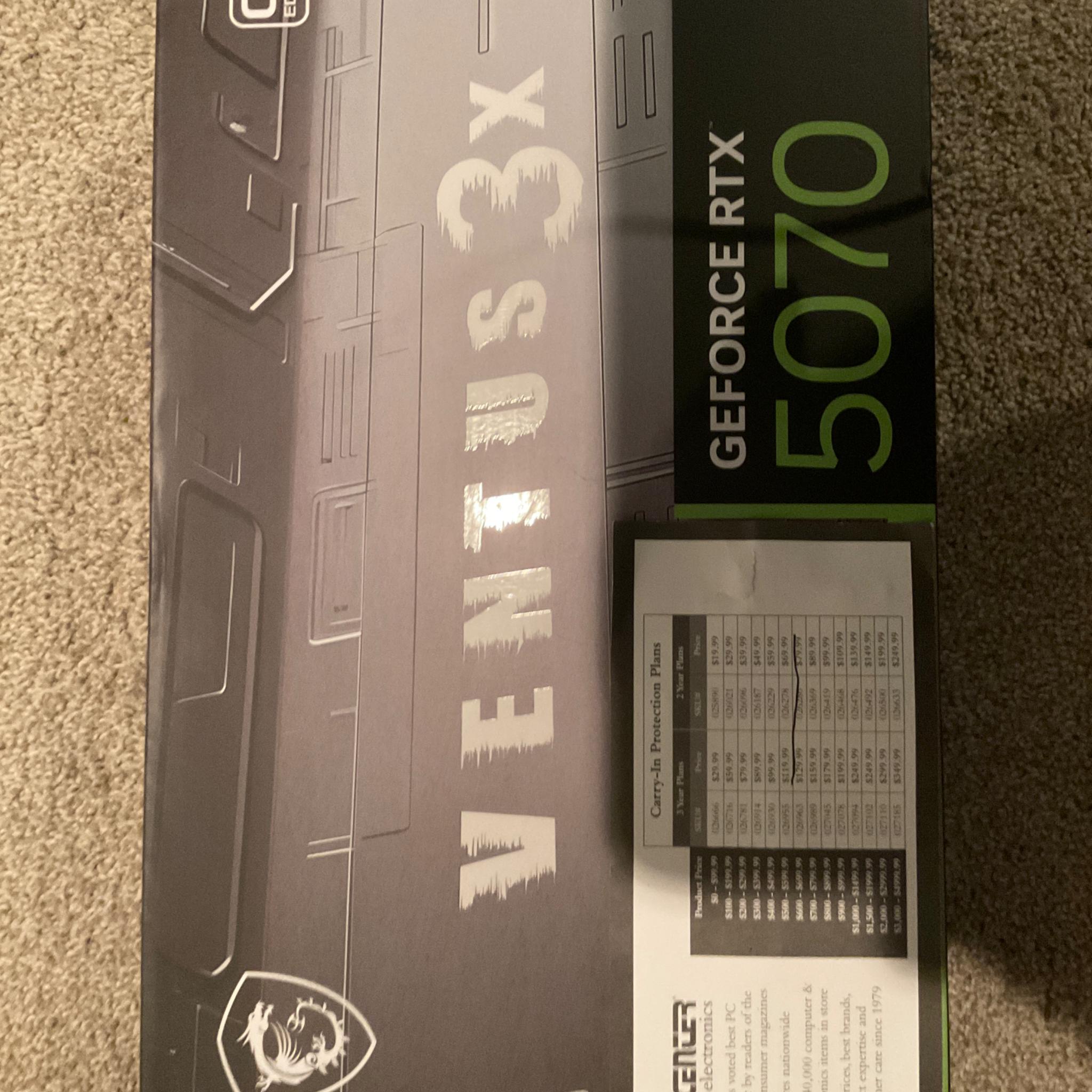 RTX 5070 NEW IN BOX WITH 2 YEAR WARRANTY