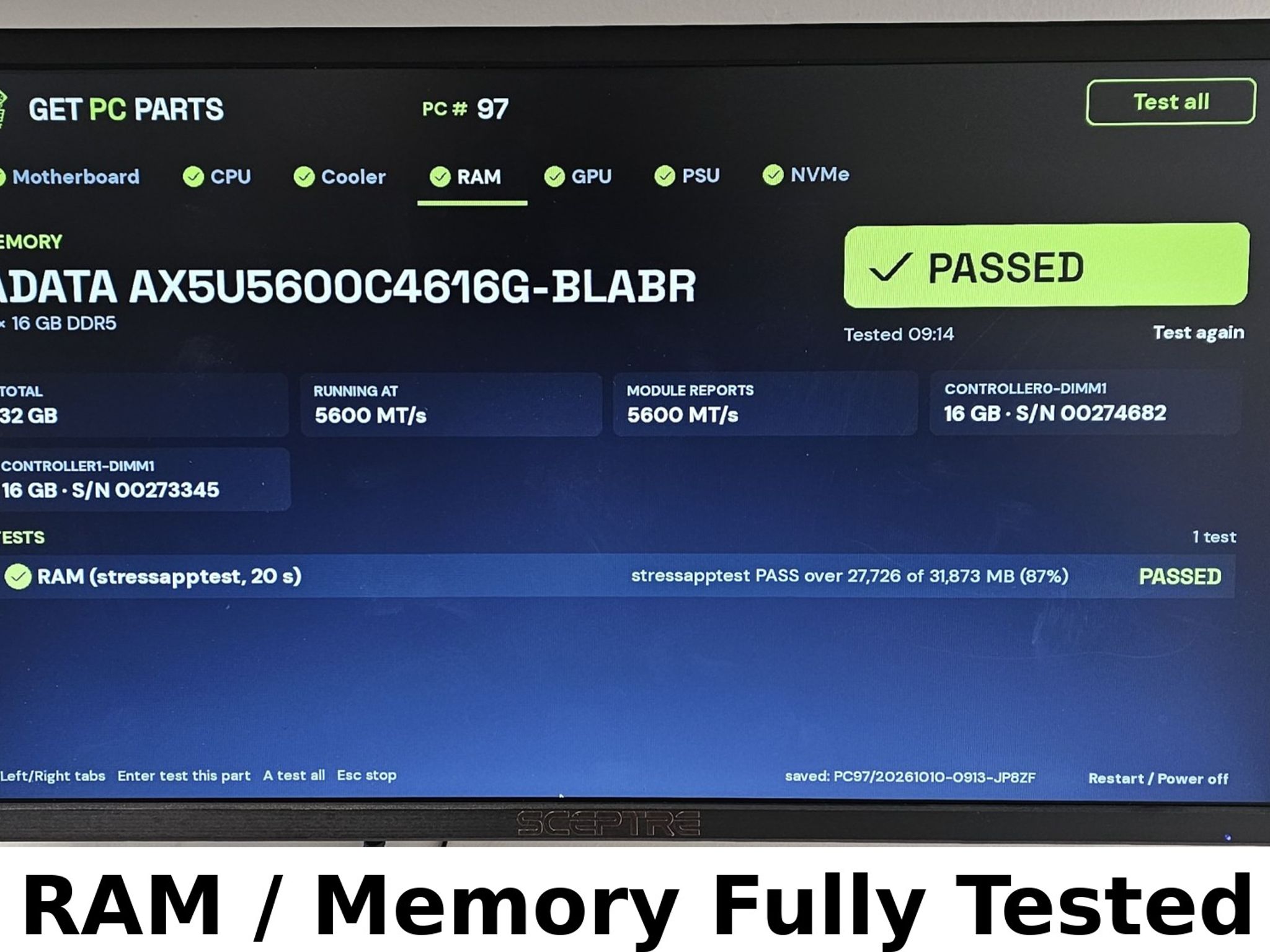 32GB DDR5 (2x16GB) CL46 5600MT/s ADATA XPG Lancer Blade RGB