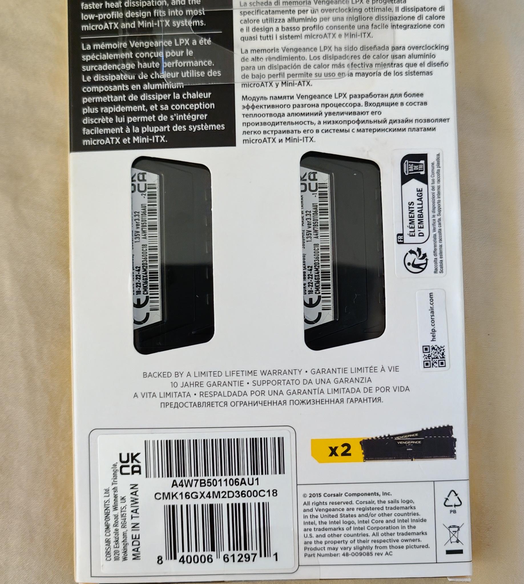 Corsair Vengeance LPX DDR4 2x8 GB 3600 MHz Ram