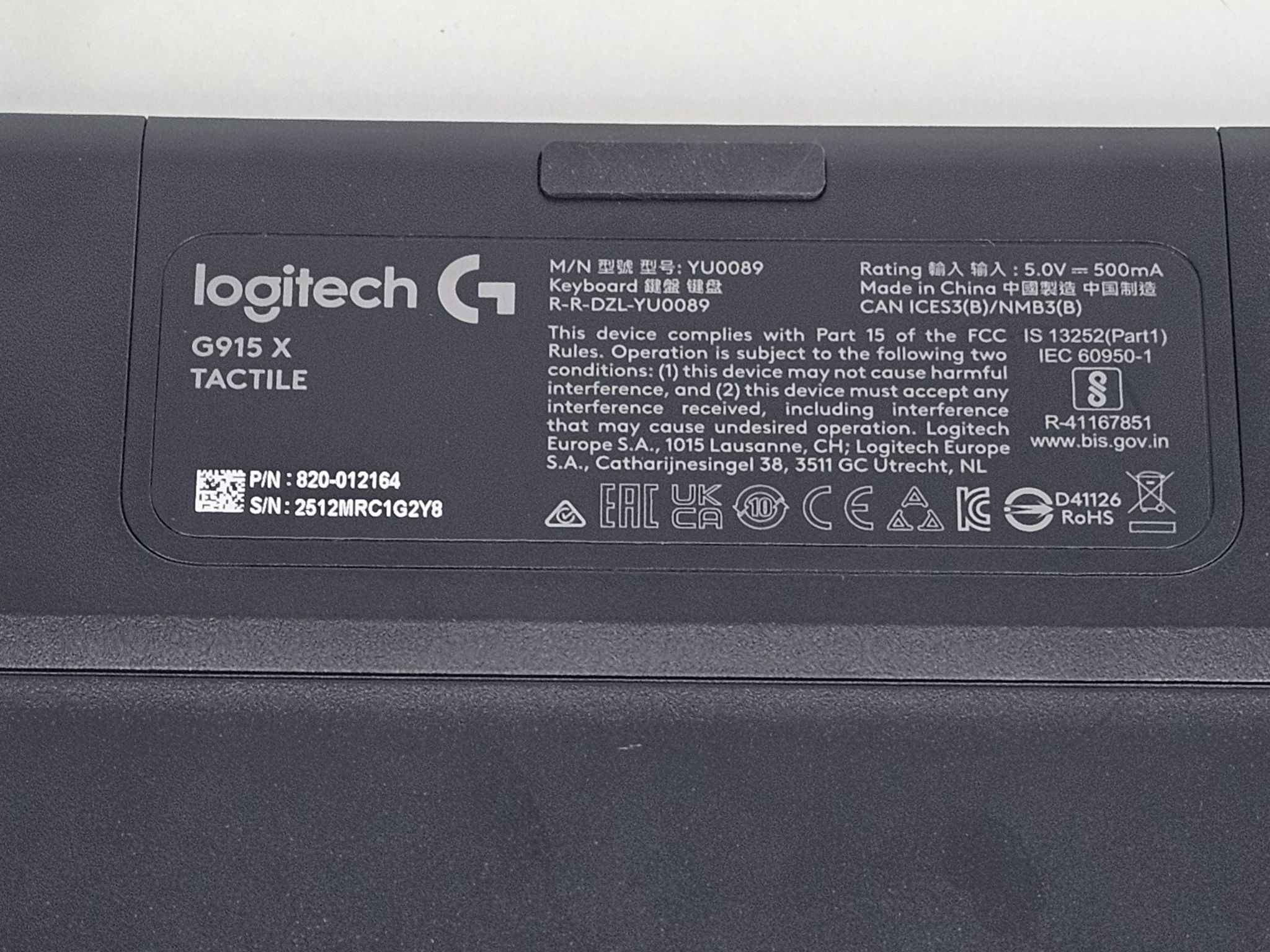Logitech G915 X TACTILE Mechanical Gaming Keyboard - Black Wired