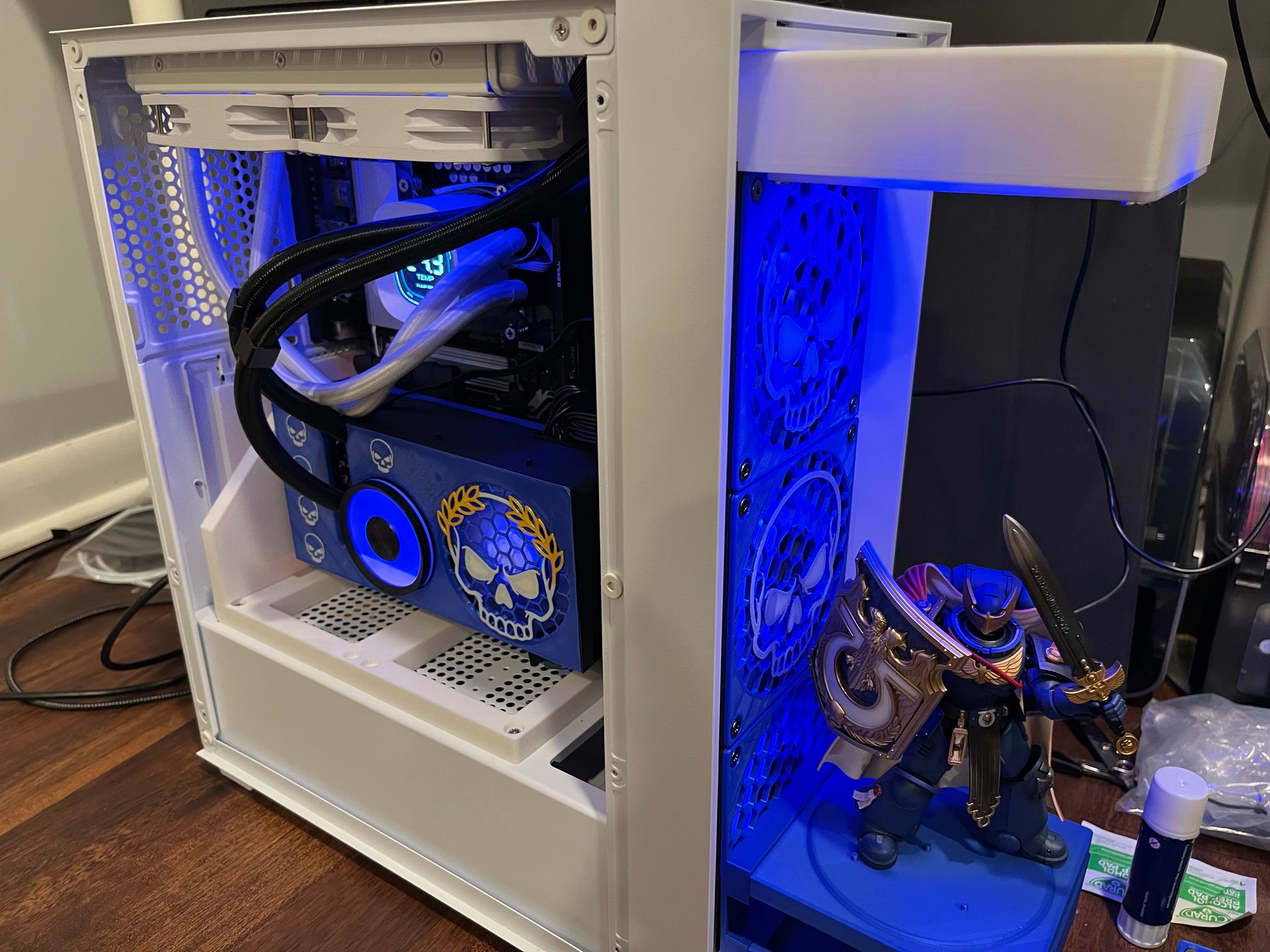 GRIMDARK RTX3080 250KF+ 16GB DDR5 PC w/ Warhammer 40K Action Figure - Dual AIO Watercool...