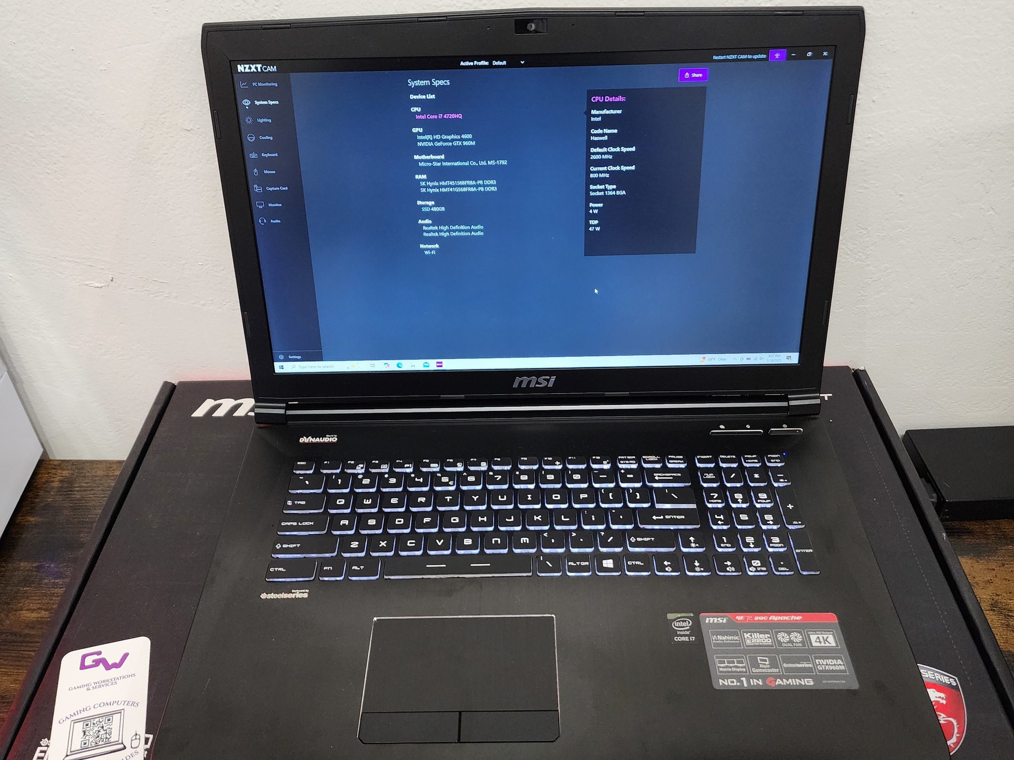 MSI Gaming Laptop : Intel Core i7 4720HQ | Nvidia GeForce GTX 960M