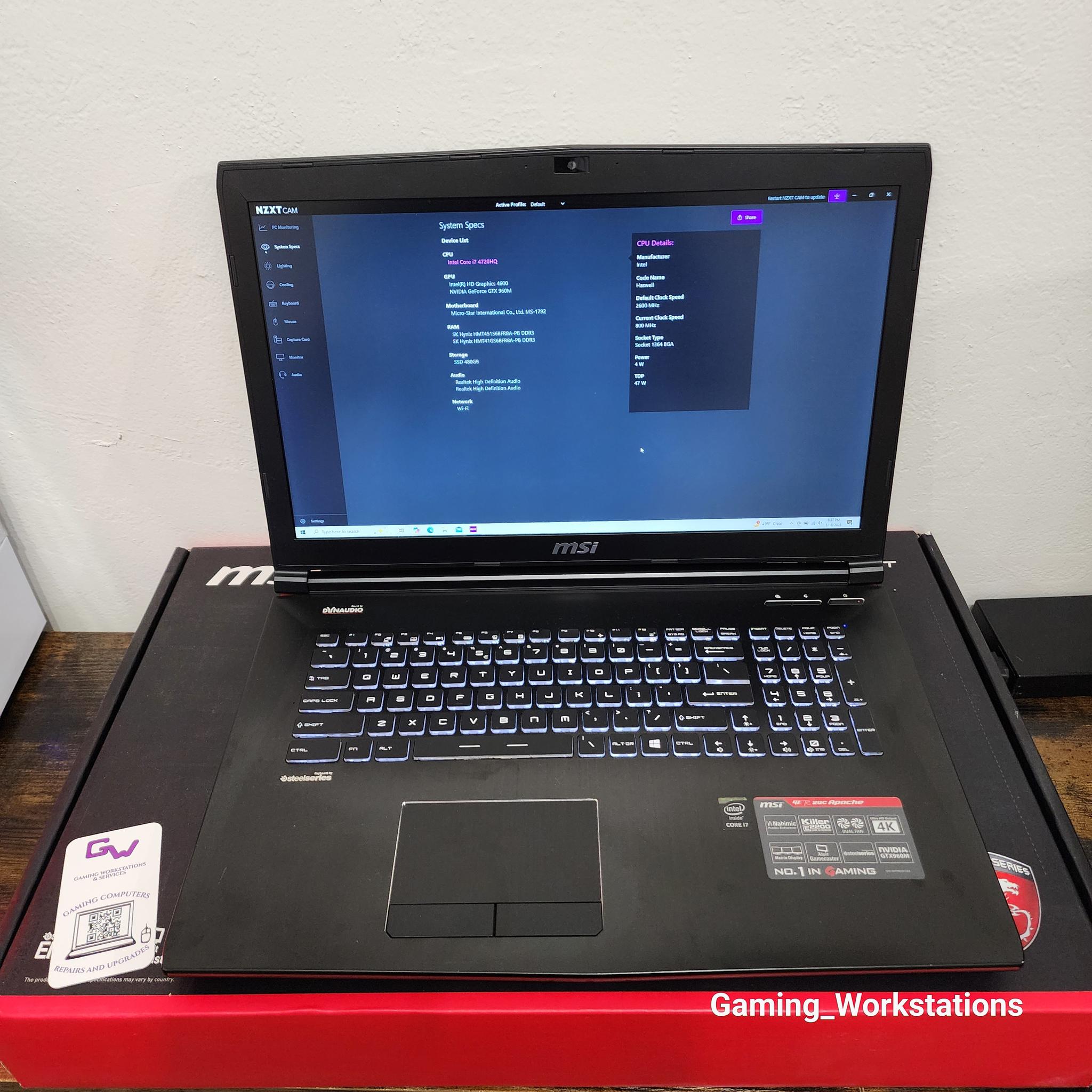 MSI Gaming Laptop : Intel Core i7 4720HQ | Nvidia GeForce GTX 960M