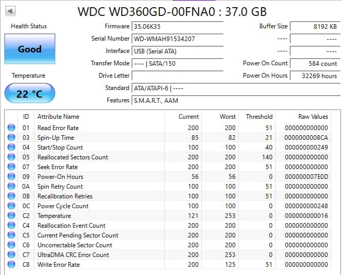 Western Digital 37GB Raptor 10K WD360 SATA HDD - PAIR