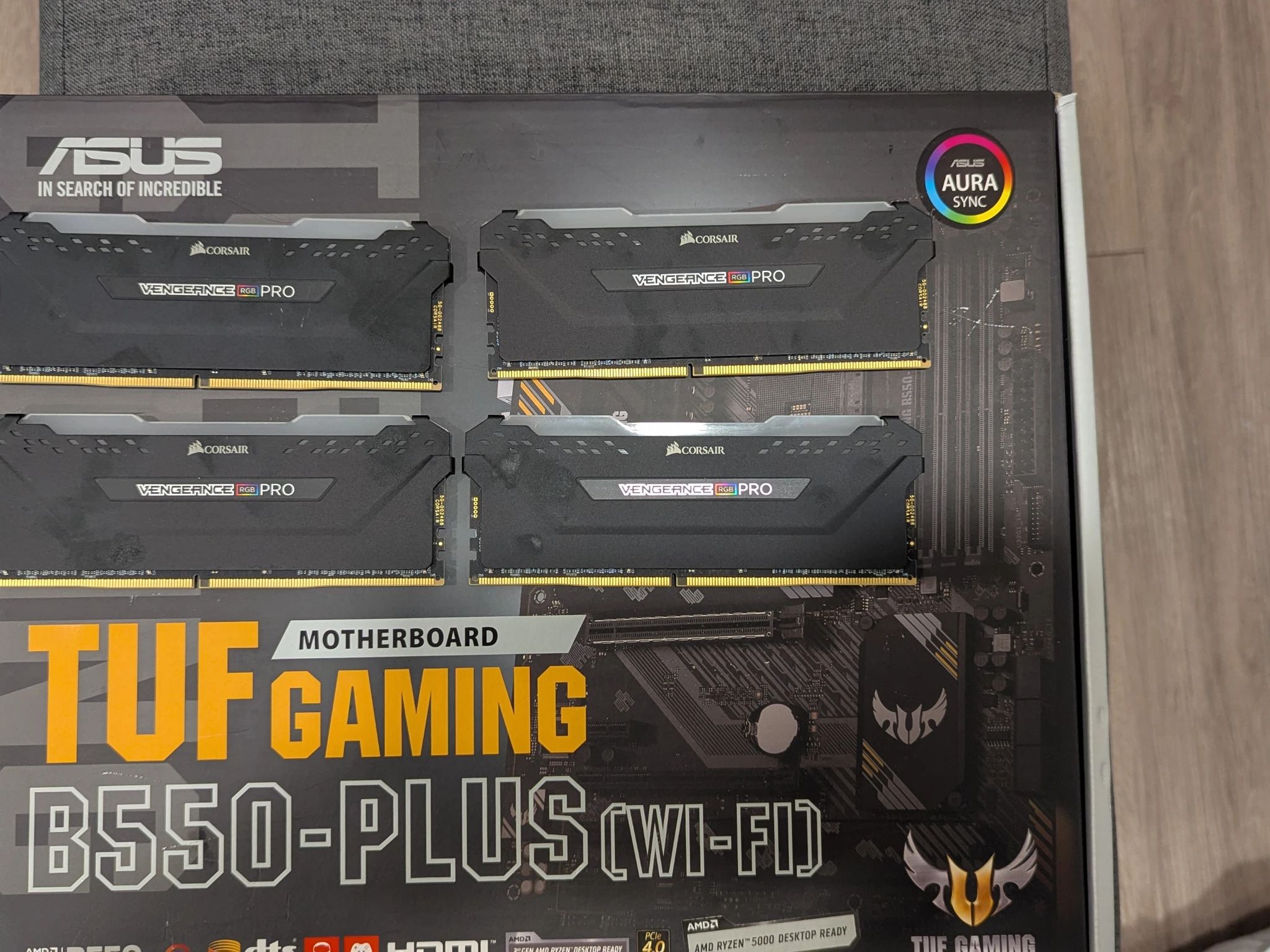 Asus TUF B-550 PLUS Gamng WIFI and 64GB DDR 4 Corsair Vengance RGB PRO