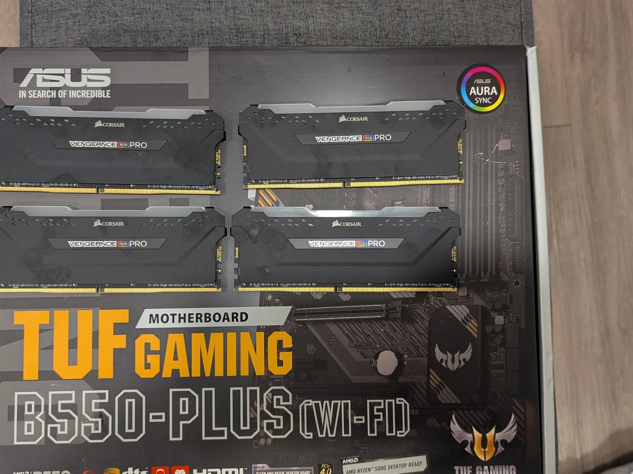 Asus TUF B-550 PLUS Gamng WIFI and 64GB DDR 4 Corsair Vengance RGB PRO