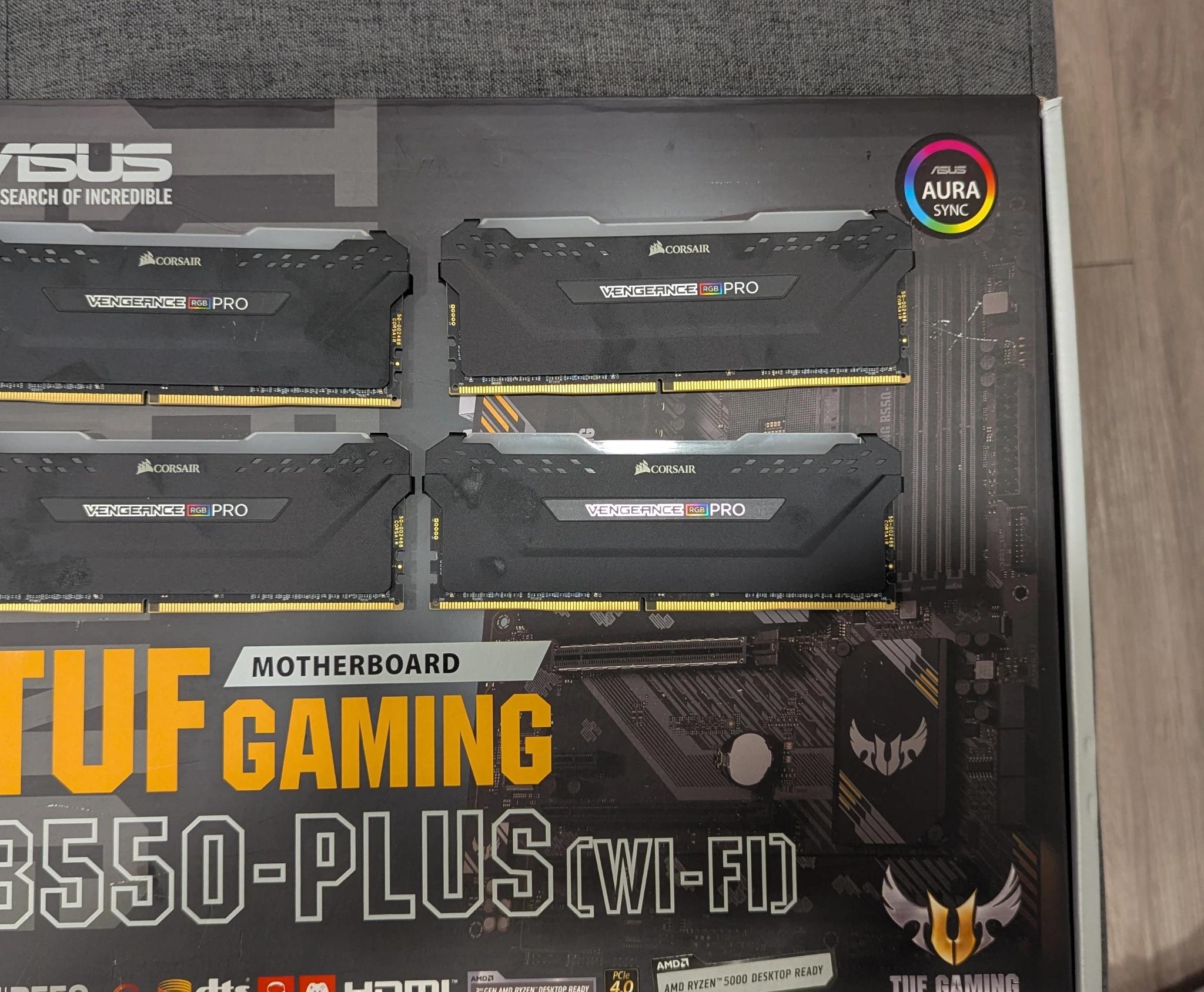 Asus TUF B-550 PLUS Gamng WIFI and 64GB DDR 4 Corsair Vengance RGB PRO