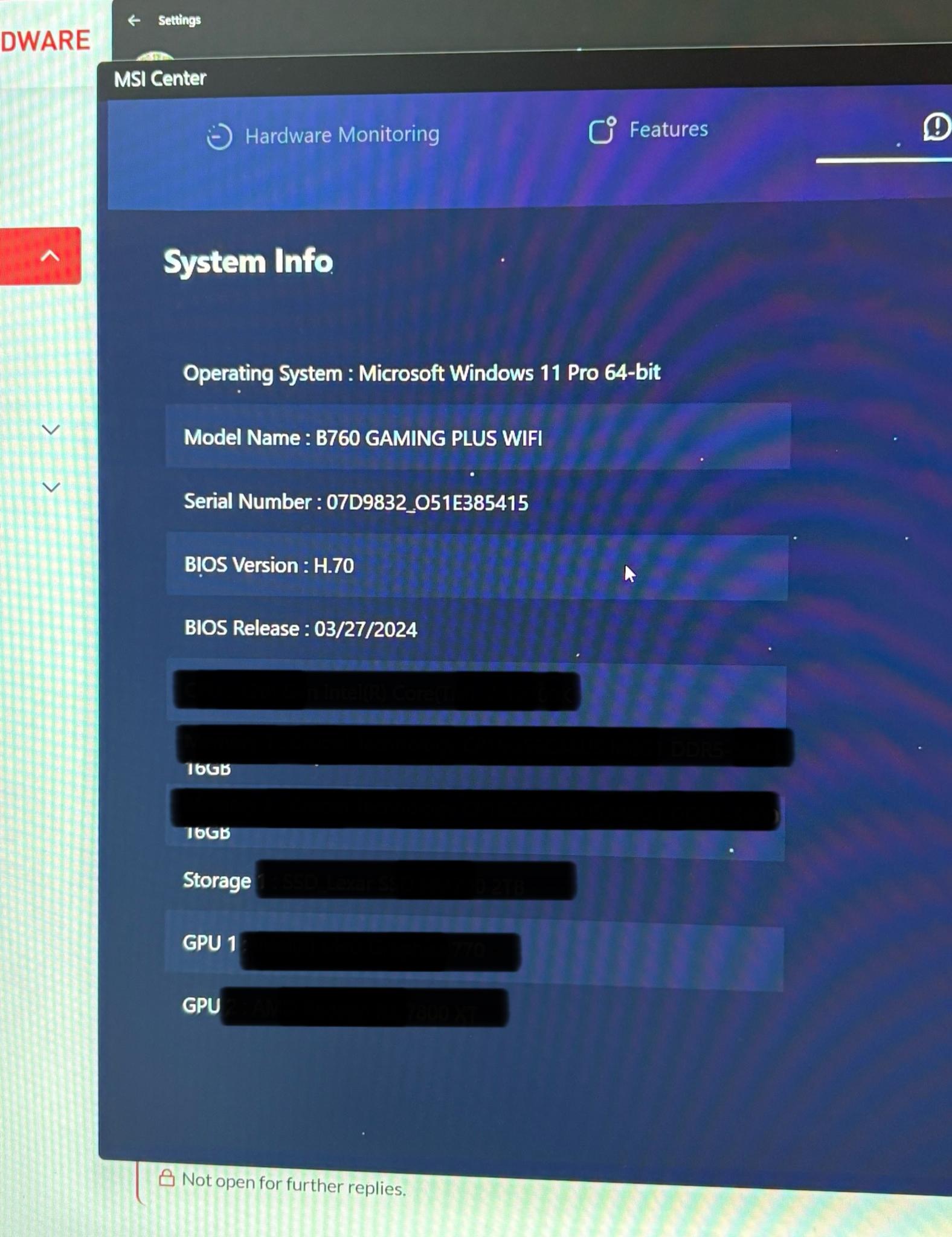 MSI B760 Gaming Plus WiFi, DDR5, LGA 1700, ATX, Supports Intel 12th/13th Gen CPU