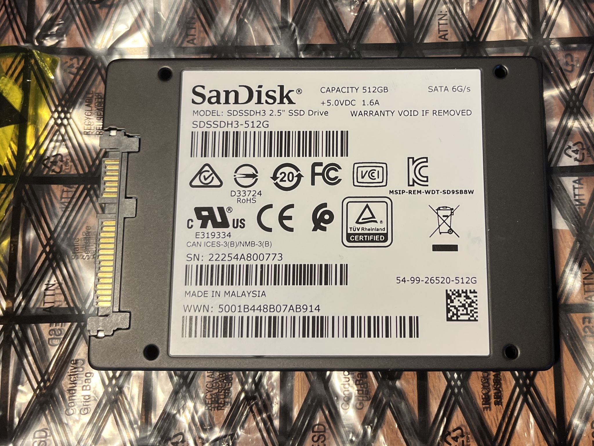 SanDisk Ultra 3D 512GB 2.5" SATA SSD SDSSDH3-512G Solid State Drive 99% HEALTH